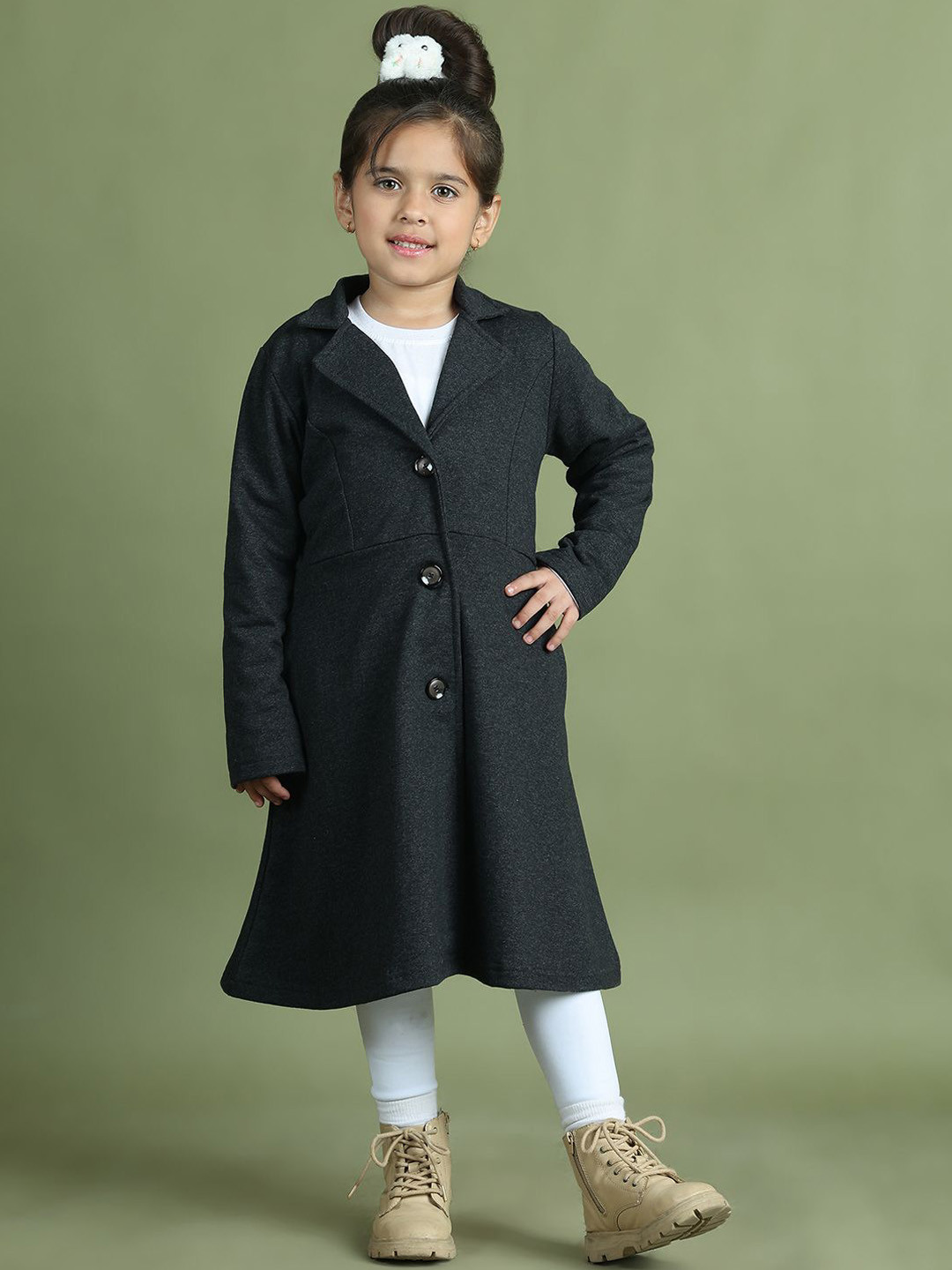 MINI & MING Girls Single-Breasted Long Princess Coat