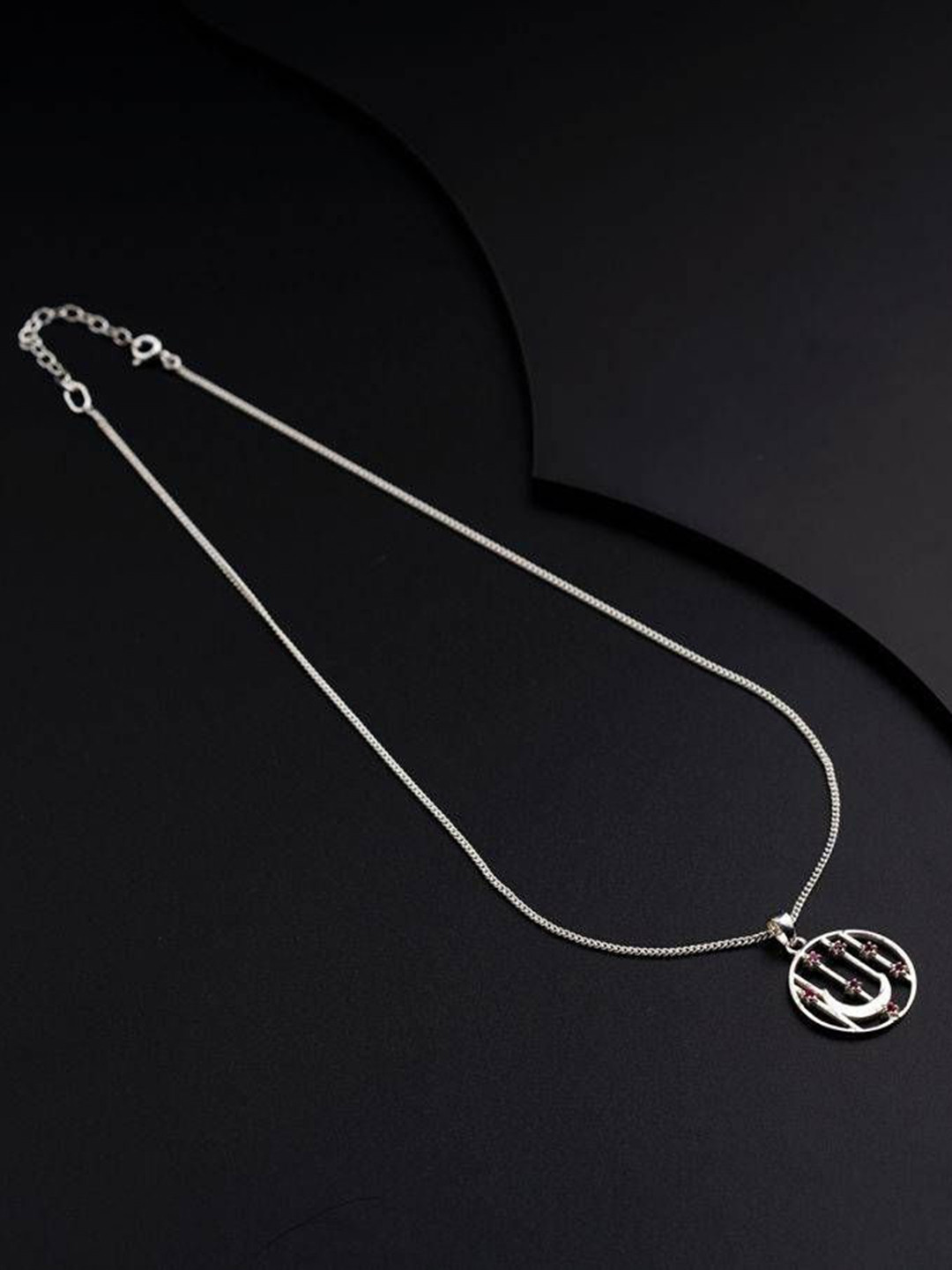 House of Aadyaa Silver Circular Pendant