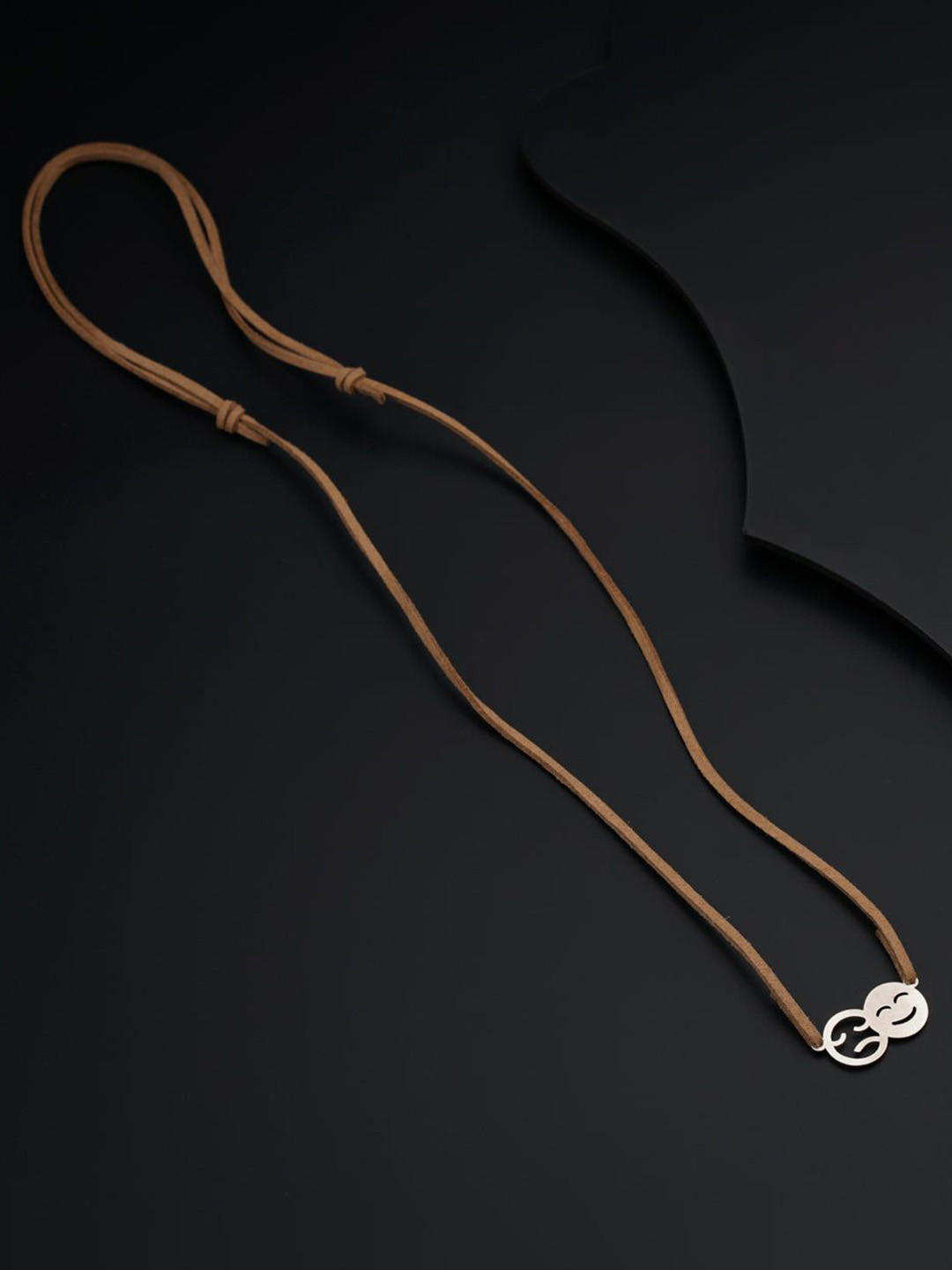 House of Aadyaa Mood Harmony With Suede Cord Silver Circular Pendant