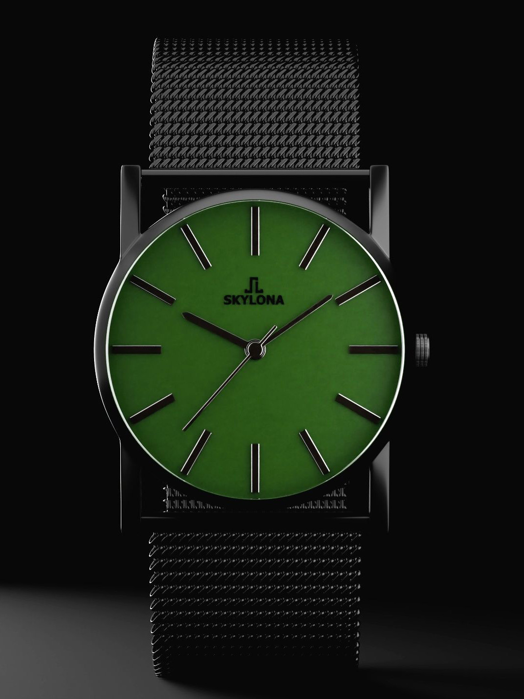 SKYLONA Men Brass Dial & Stainless Steel Straps Reset Time Analogue Watch Elegance Green