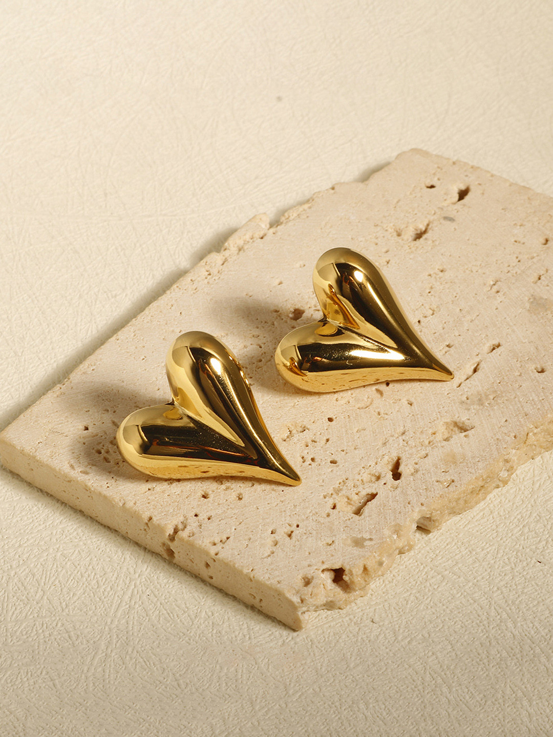 Designs & You Stainless Steel Gold-Plated Heart Shaped Studs