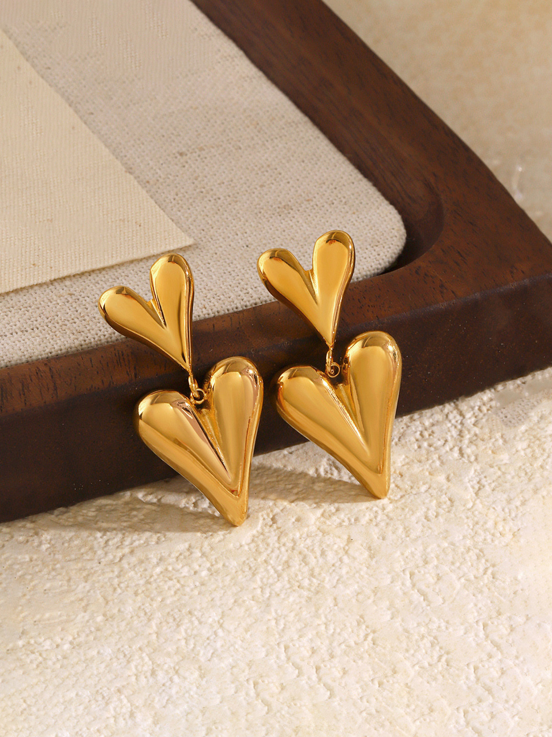 Designs & You Stainless Steel Gold-Plated Heart Shaped Studs