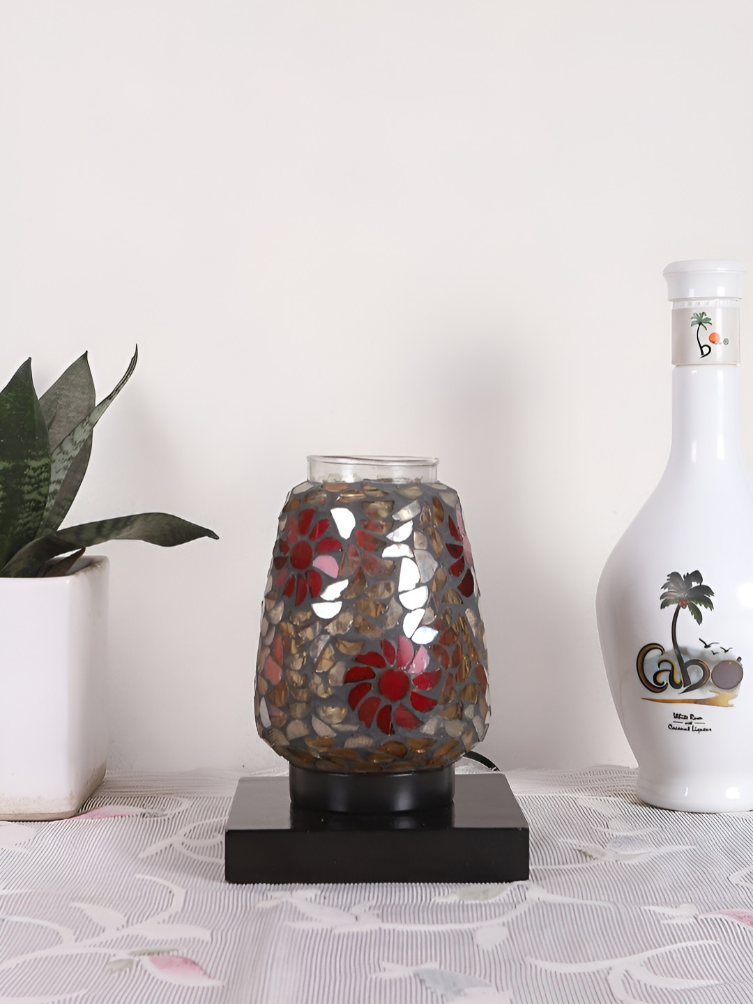 Devansh Grey Textured Glass Contemporary Abstract Shaped Table Lamp