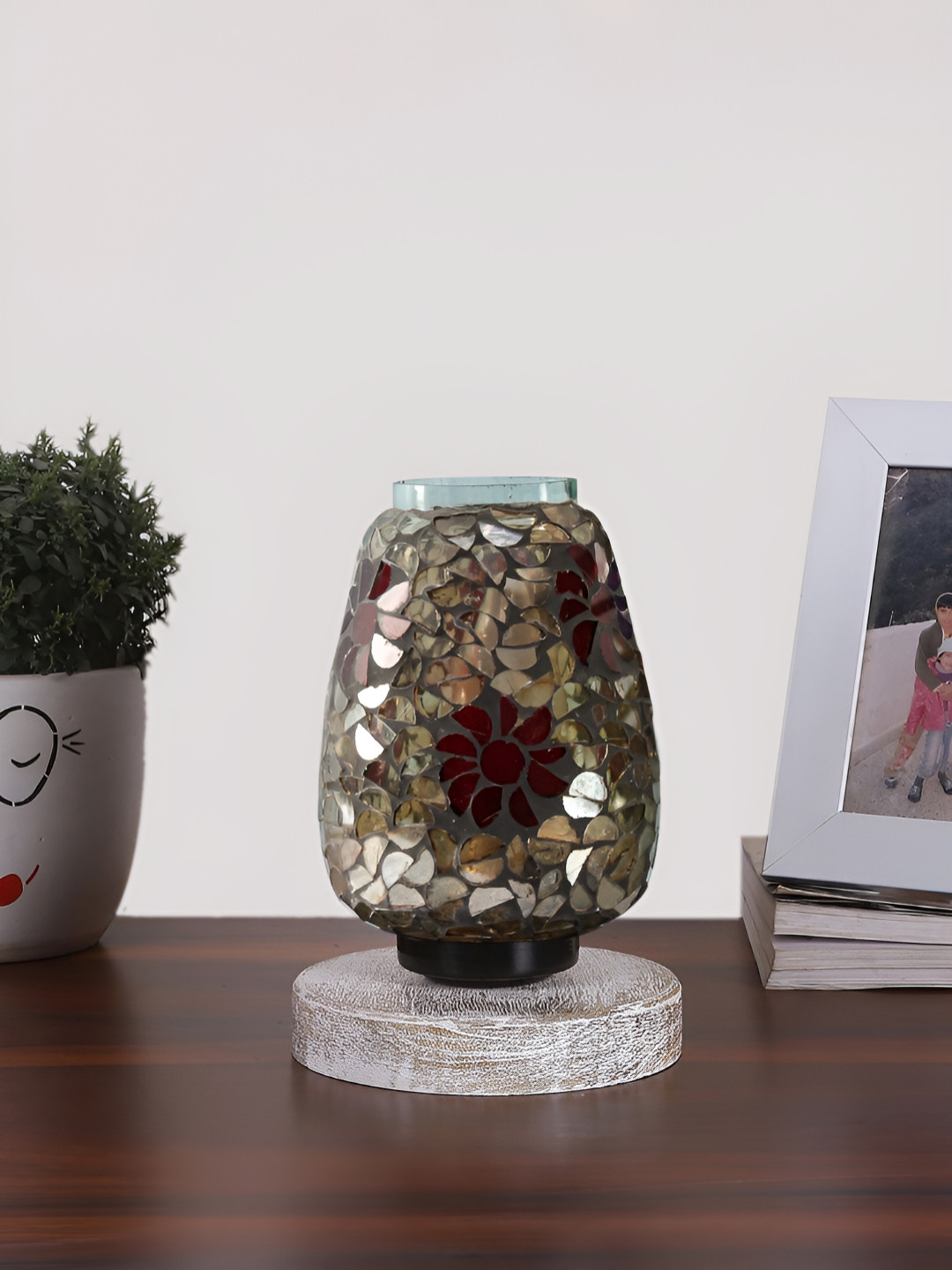Devansh Grey Textured Glass Contemporary Abstract Shaped Table Lamp