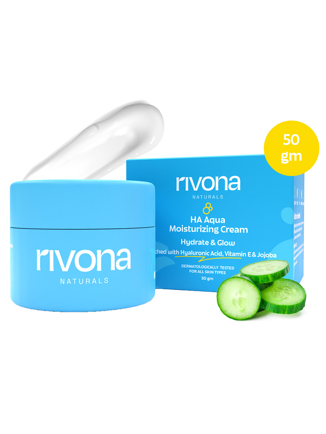 Rivona Naturals Ha Aqua Moisturizing Cream With 2% Hyaluronic Acid For Dry Skin - 50 g