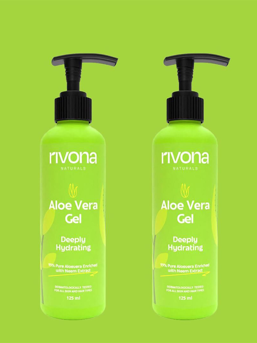 Rivona Naturals 2Pcs 99% Pure Aloe Vera Gel With Neem - 125ml Each