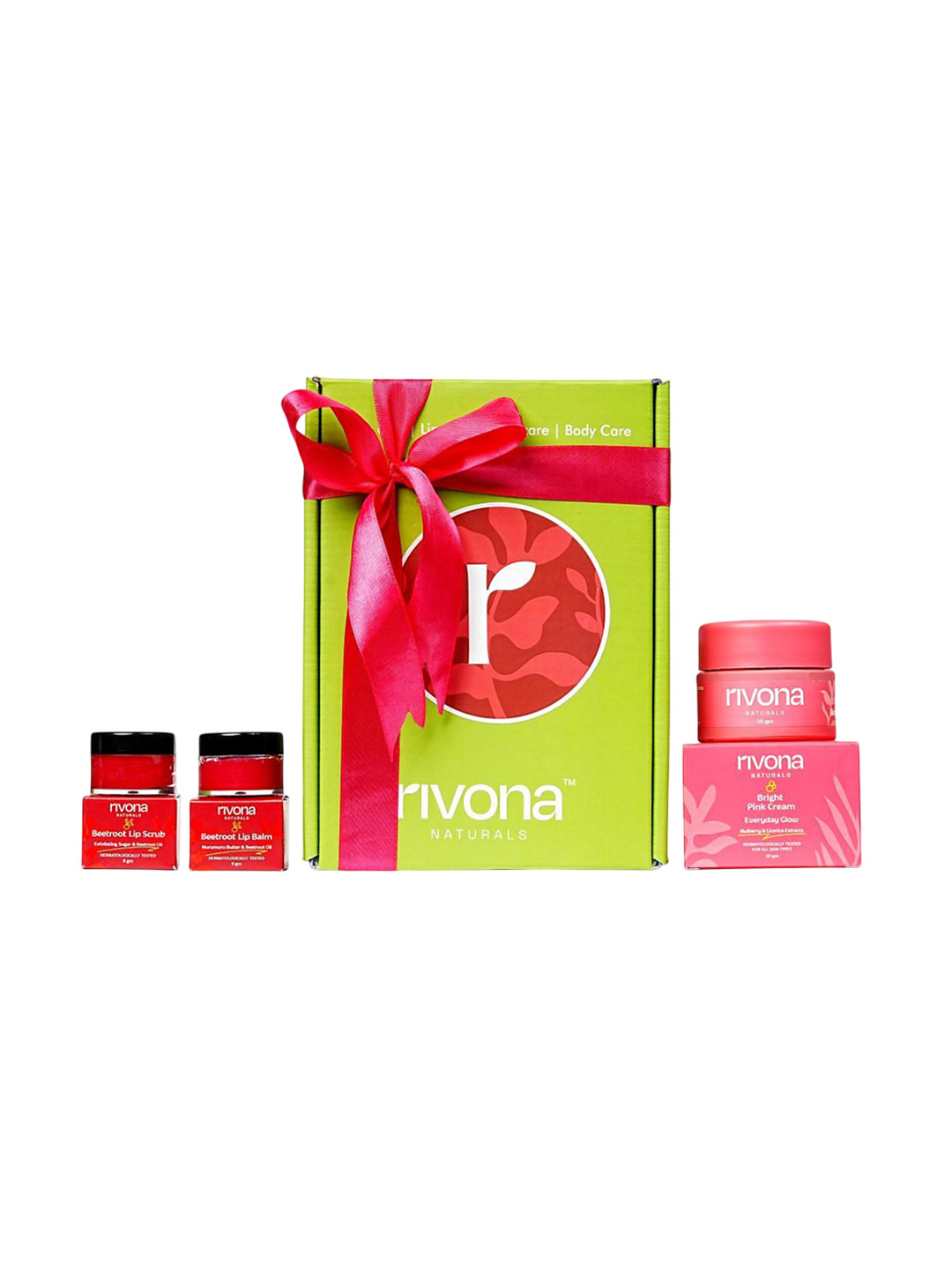 Rivona Naturals Set Of 3 The Pink Love Story Face Cream-50g With Lip Scrub & Balm -8g Each