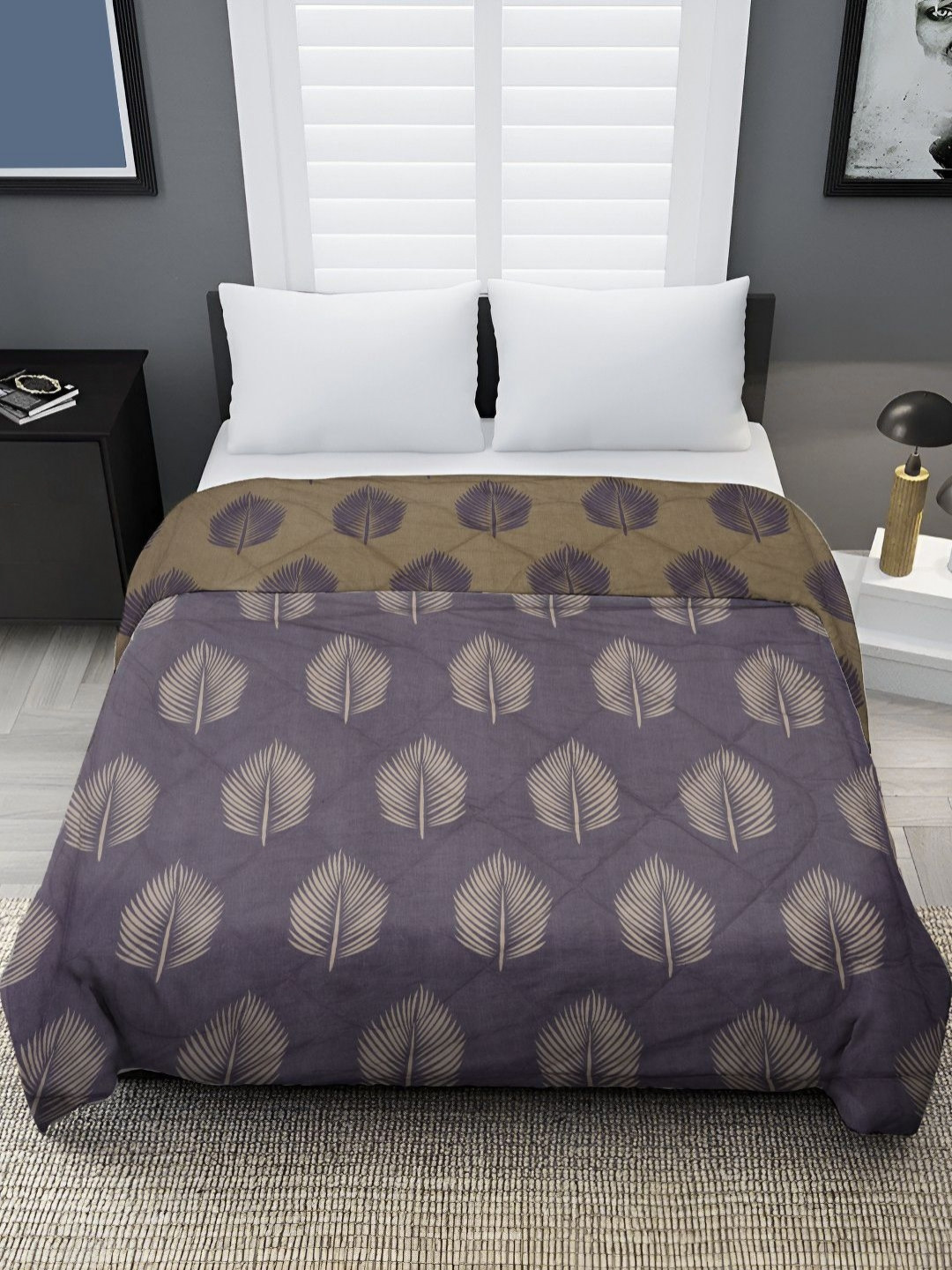 RRC Purple & Brown Floral Microfiber Mild Winter 210 GSM Double Bed Comforter