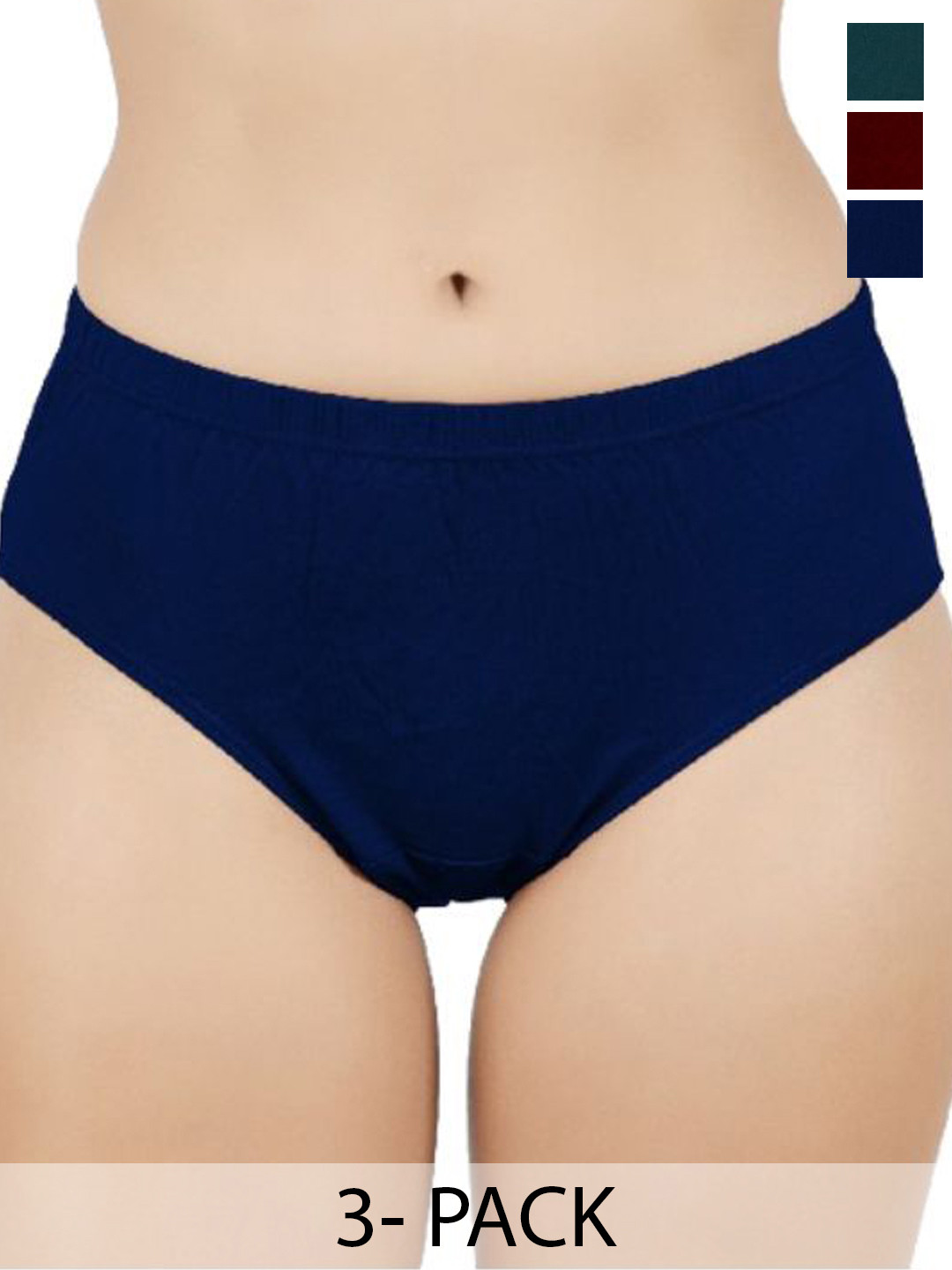 YELLOWDELIGHT Pack Of 3 Cotton Hipster Briefs YD 596 Mithula plain (w) panties XS-3P