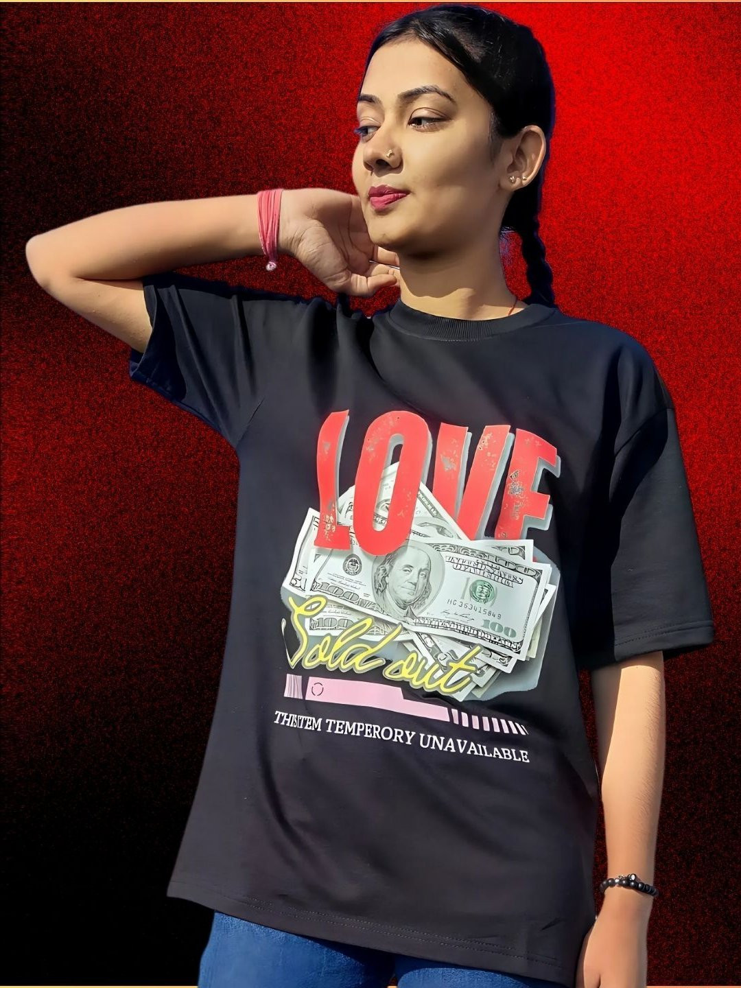 DOGAteens Women Graphic Printed Round Neck Pure Cotton Oversized T-shirt