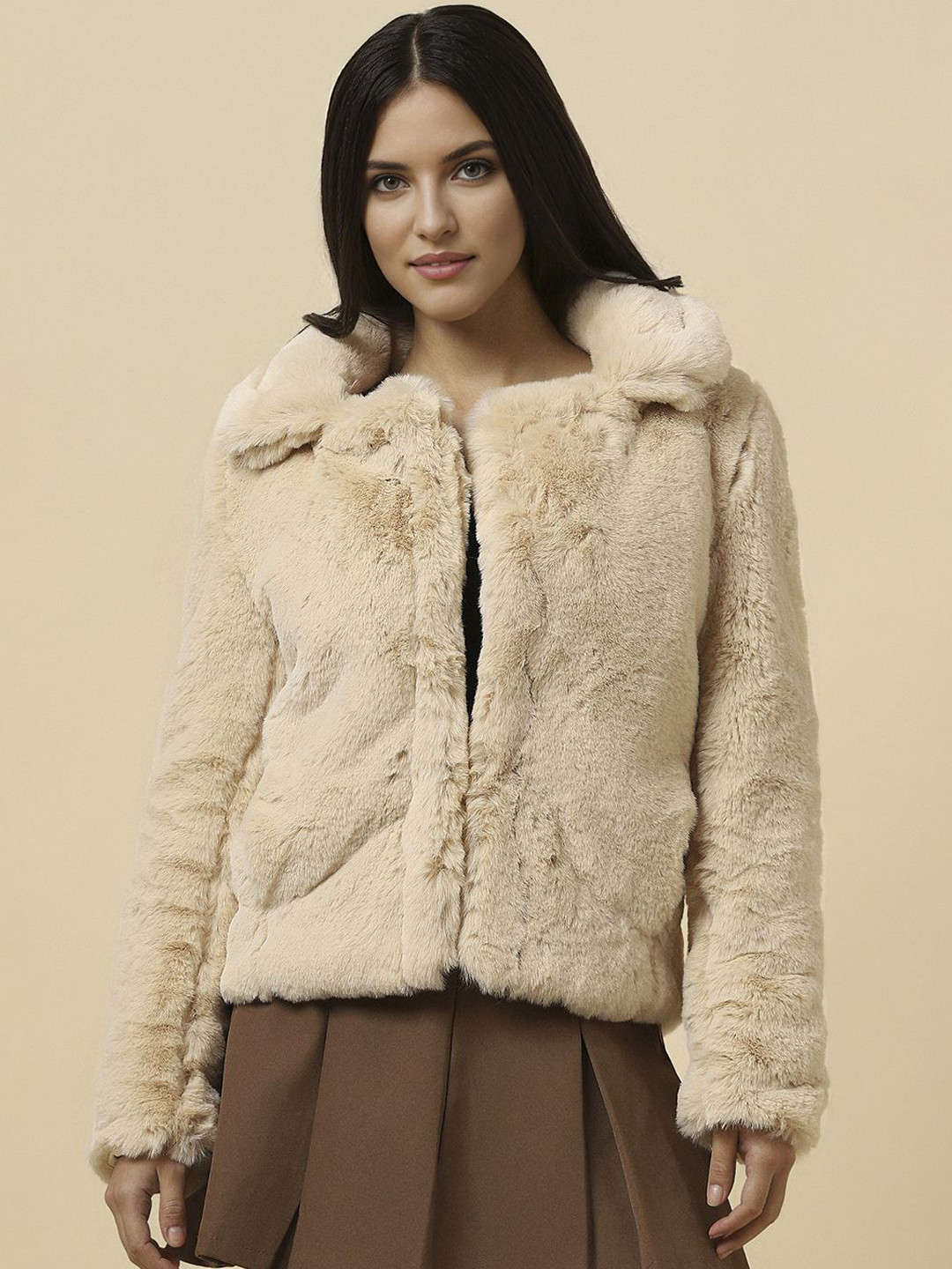 Allen Solly Woman Collarless Solid Casual Parka Jacket