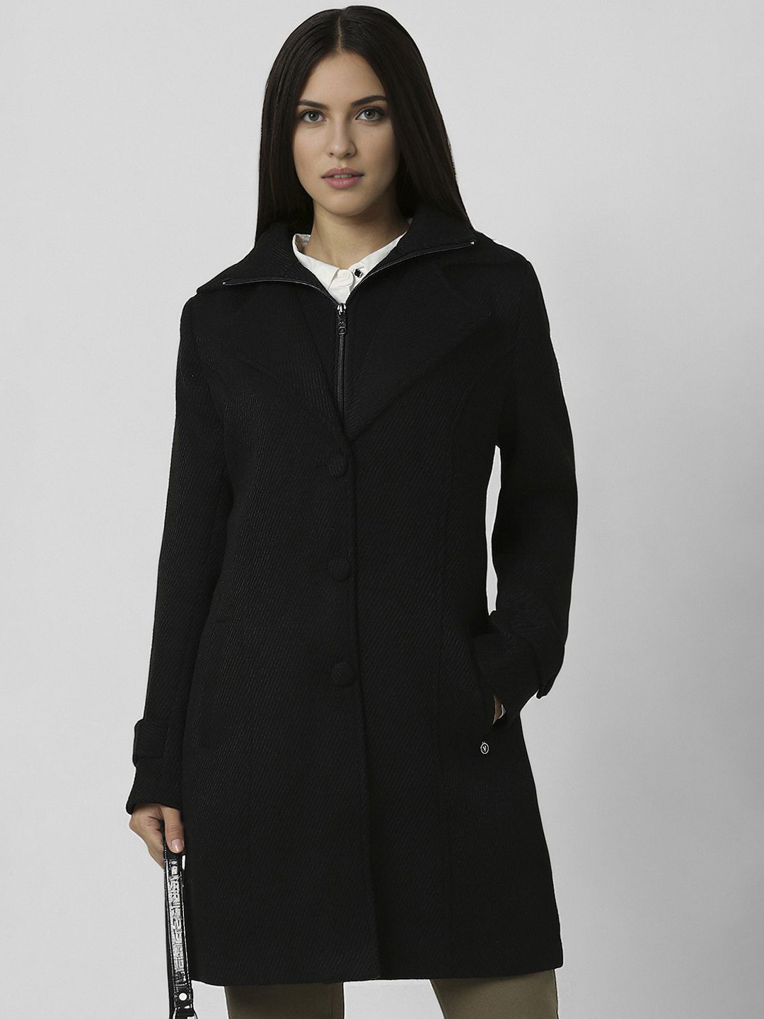 Van Heusen Woman Women Self Design Open Front Jacket