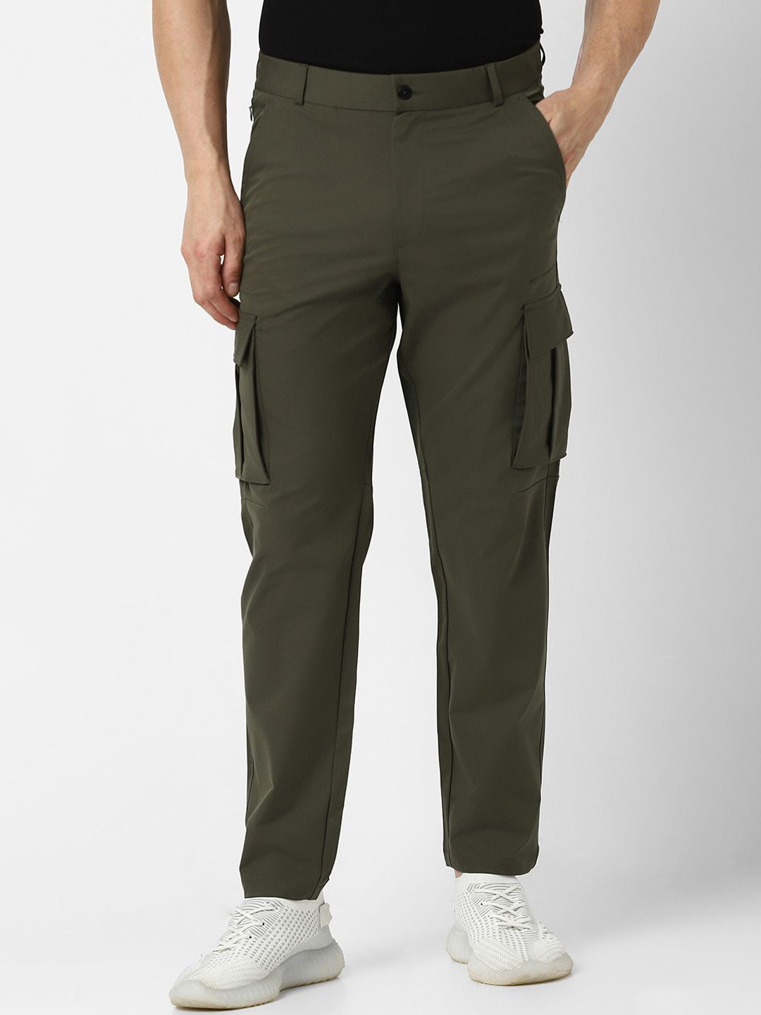 Van Heusen Flex Men High Waist Regular Fit Cargos Trousers