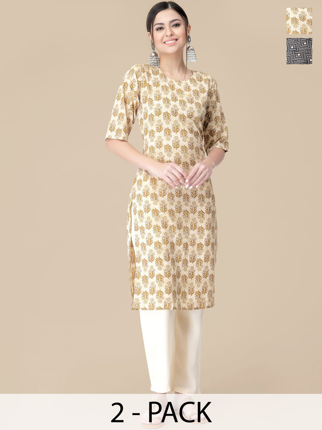 7Threads Selection Of 2 Floral Printed Kurtas With Trousers
