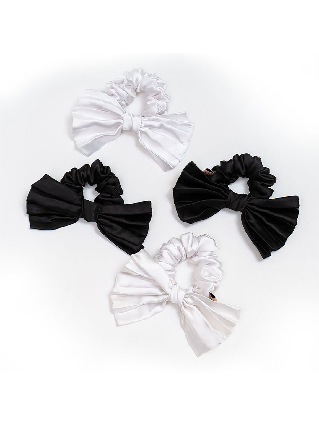 HAIR DRAMA CO. Women Set of 4 Satin Hair Bow Scrunchies