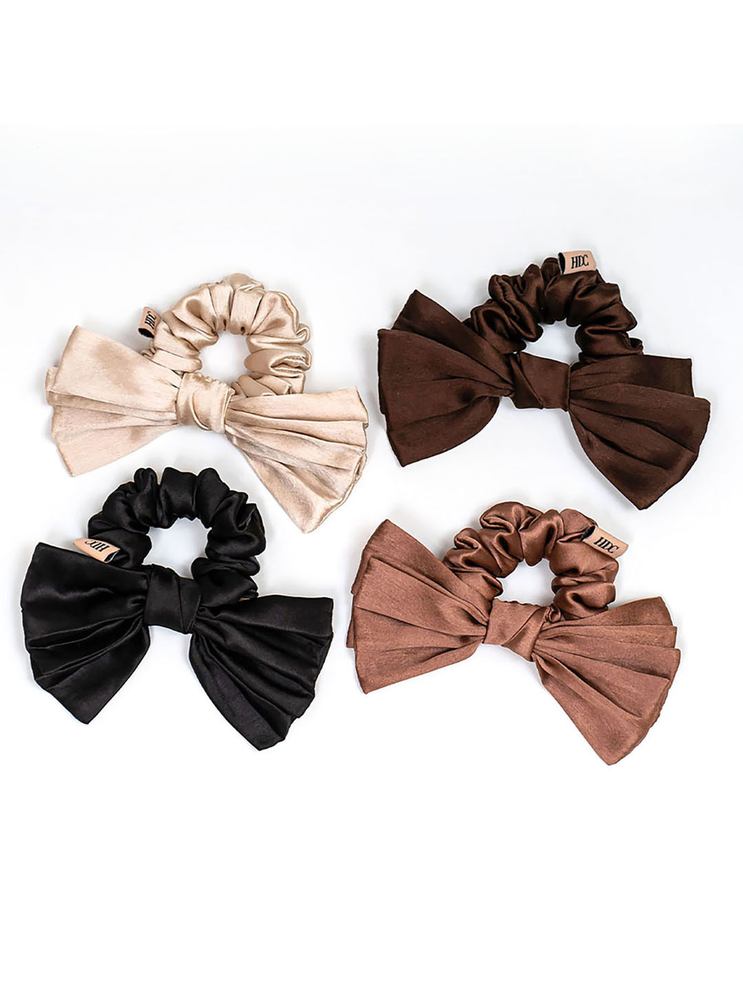 HAIR DRAMA CO. Women Set of 4 Satin Hair Bow Scrunchies
