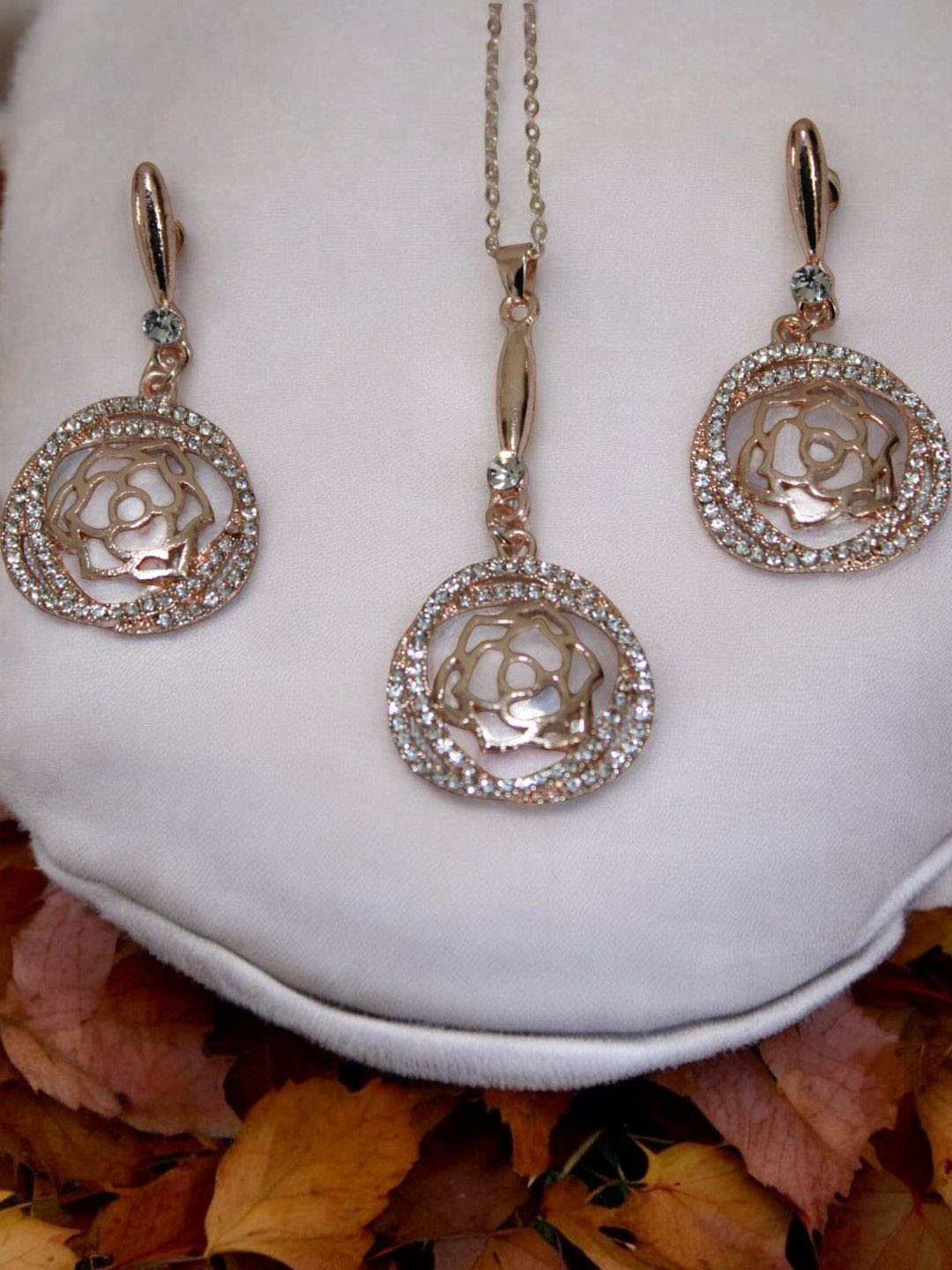 Jolly Faces Rose Gold-Plated Stones-Studded Jewellery Set