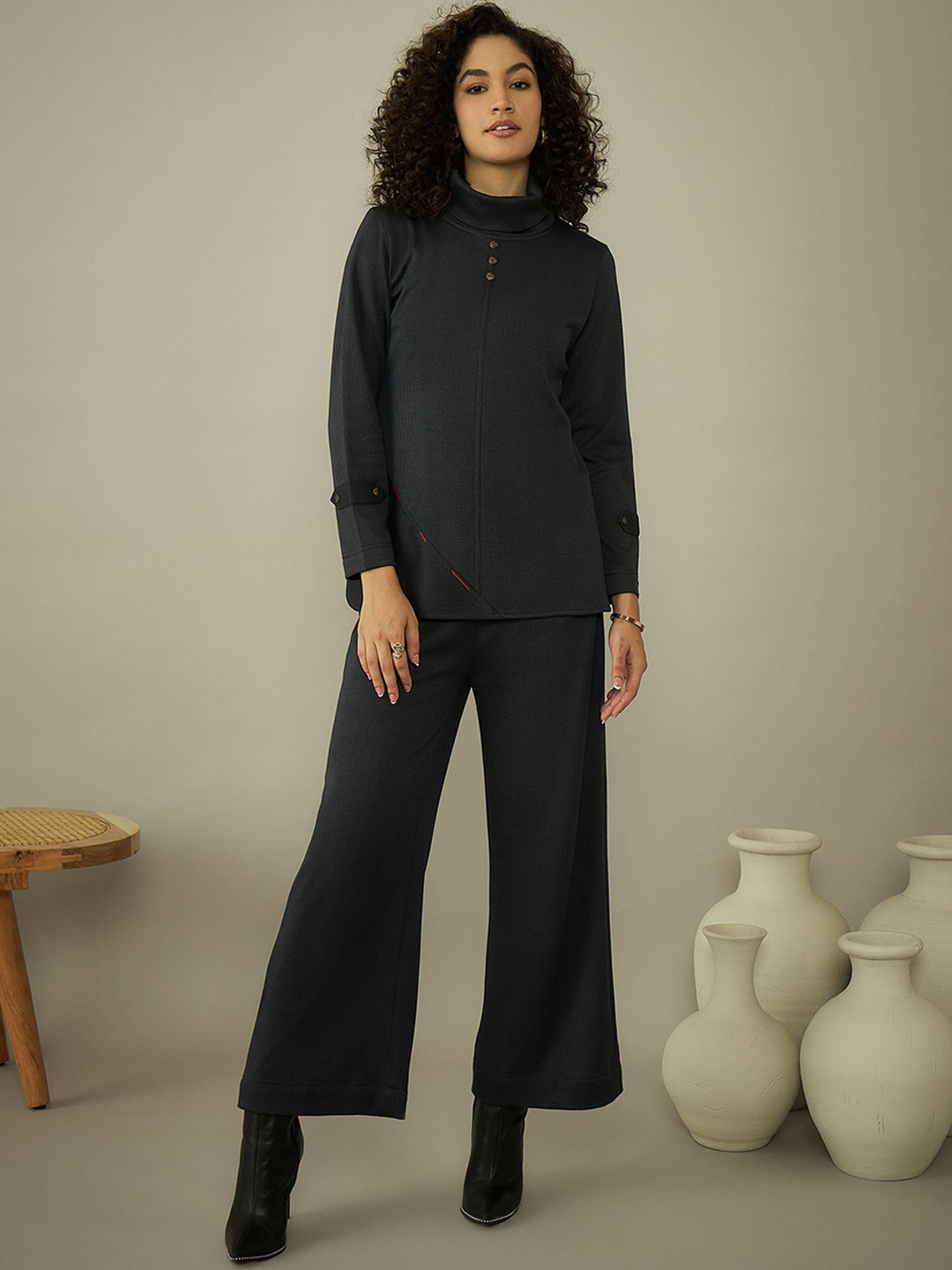 STADO High Neck Pure Wool Top With Trousers