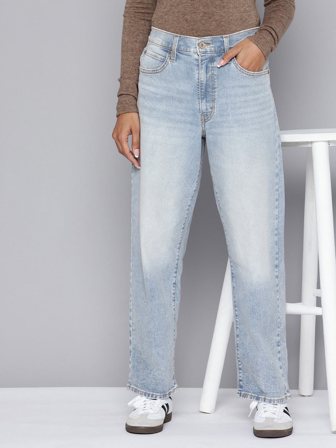 Levis Women 94 Babby Fit Heavy Fade Stretchable Jeans - Baggy