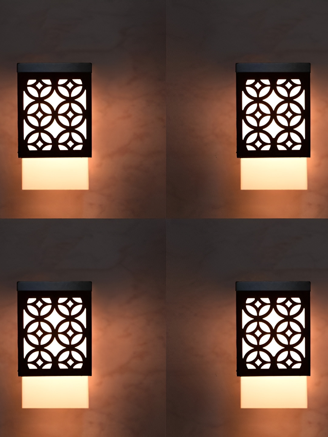 Gojeeva Black & White 4 Pieces Textured Wooden Square Shaped Celling Lamps