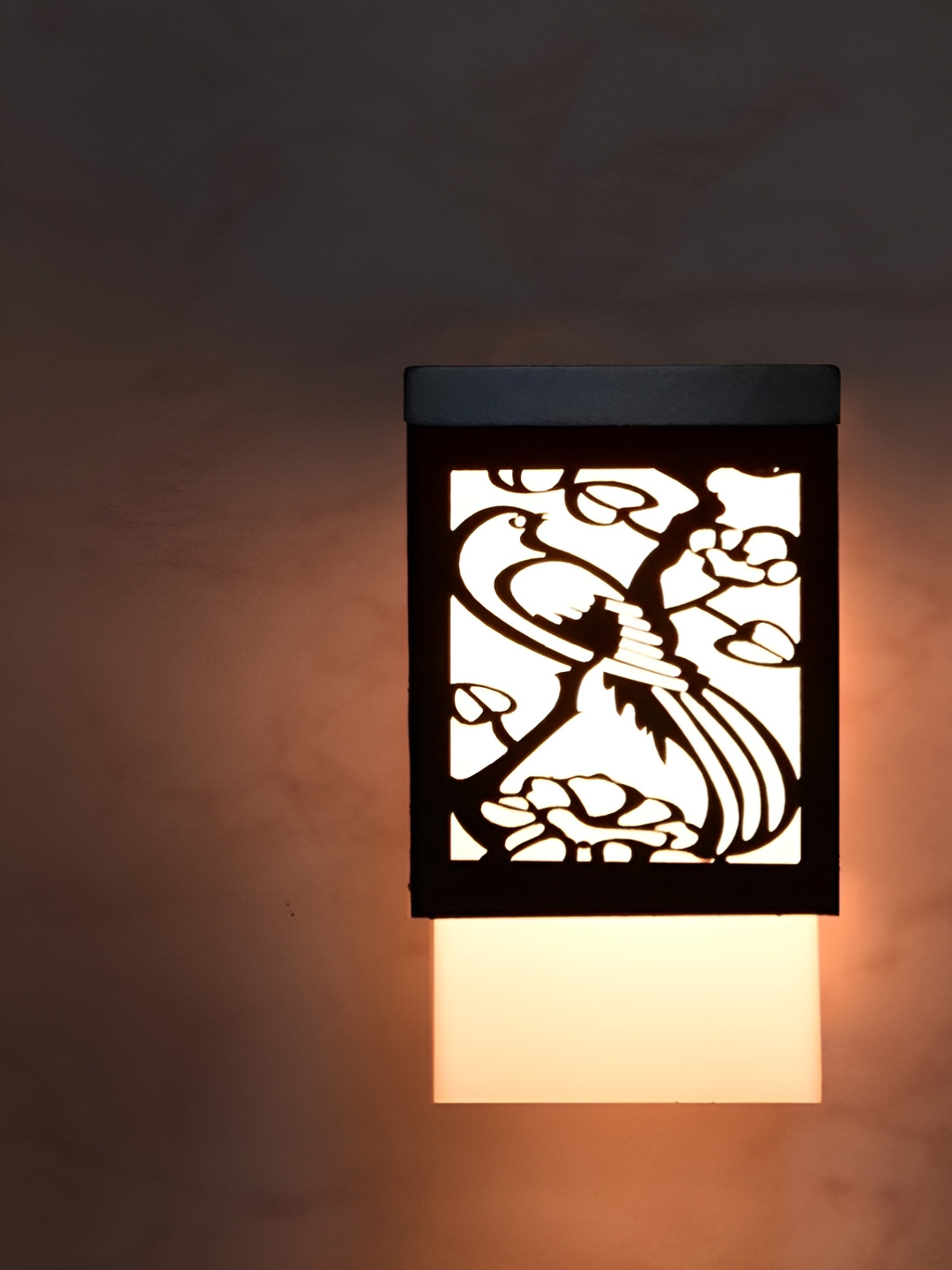 Gojeeva Black and White Textured Wooden Contemporary Square Shaped Wall Lamp