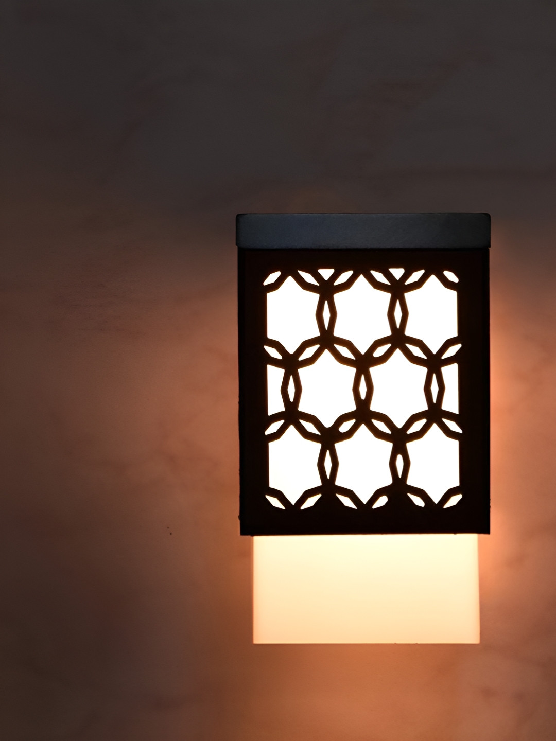 Gojeeva Black Black and White Wooden Textured Contemporary Square Shaped Wall Lamp