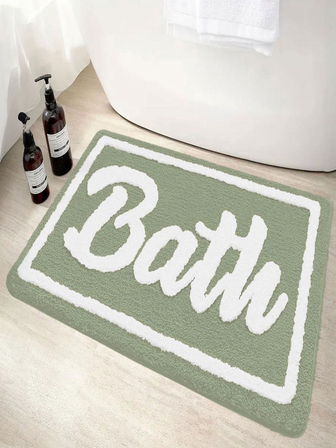 LUXEHOME INTERNATIONAL Green Printed 2200 GSM Anti skid Bath Rugs