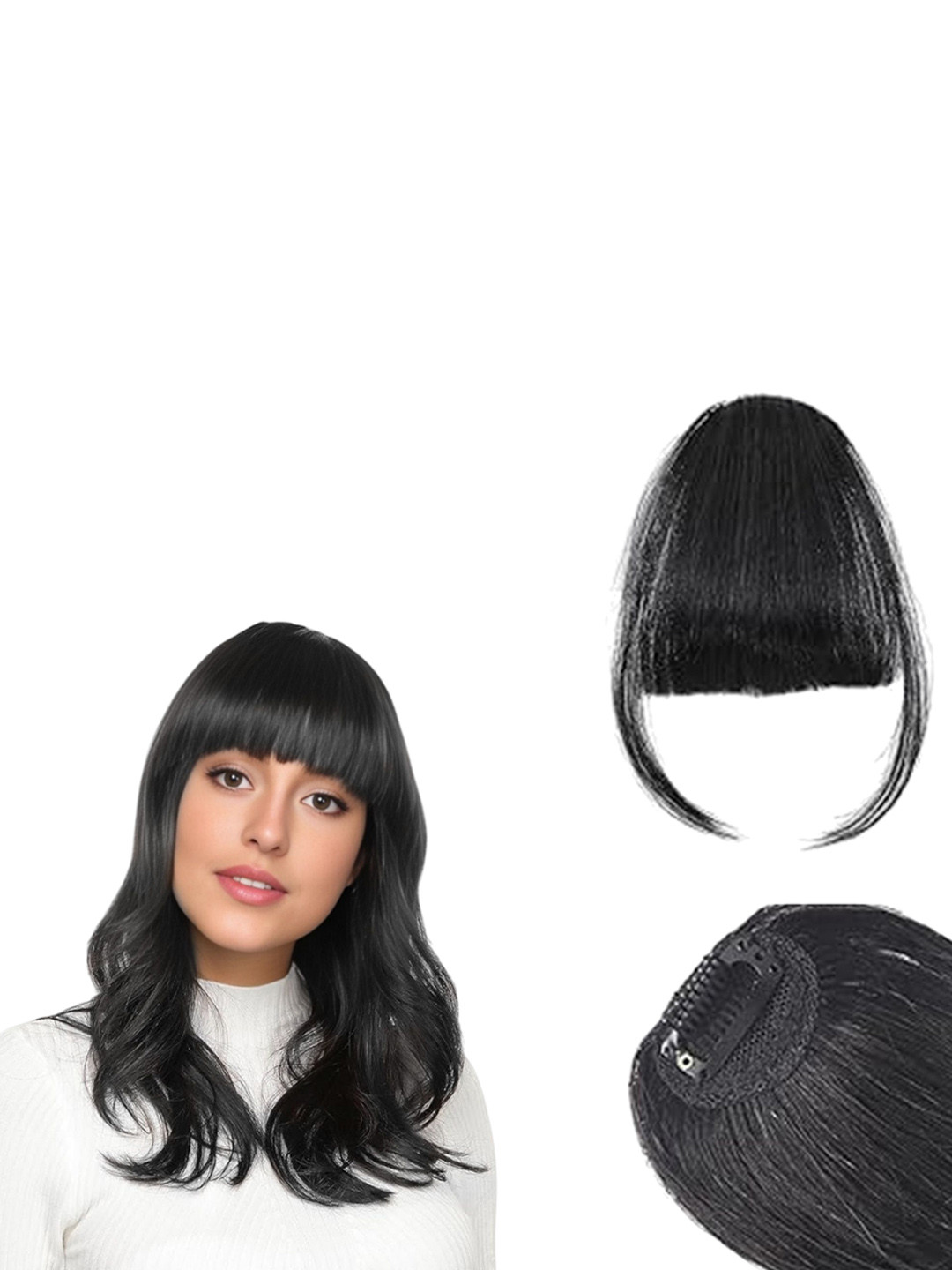 D-Divine Clip-In Straight Scalp Topper Hair Extension - Black - 8 Inch