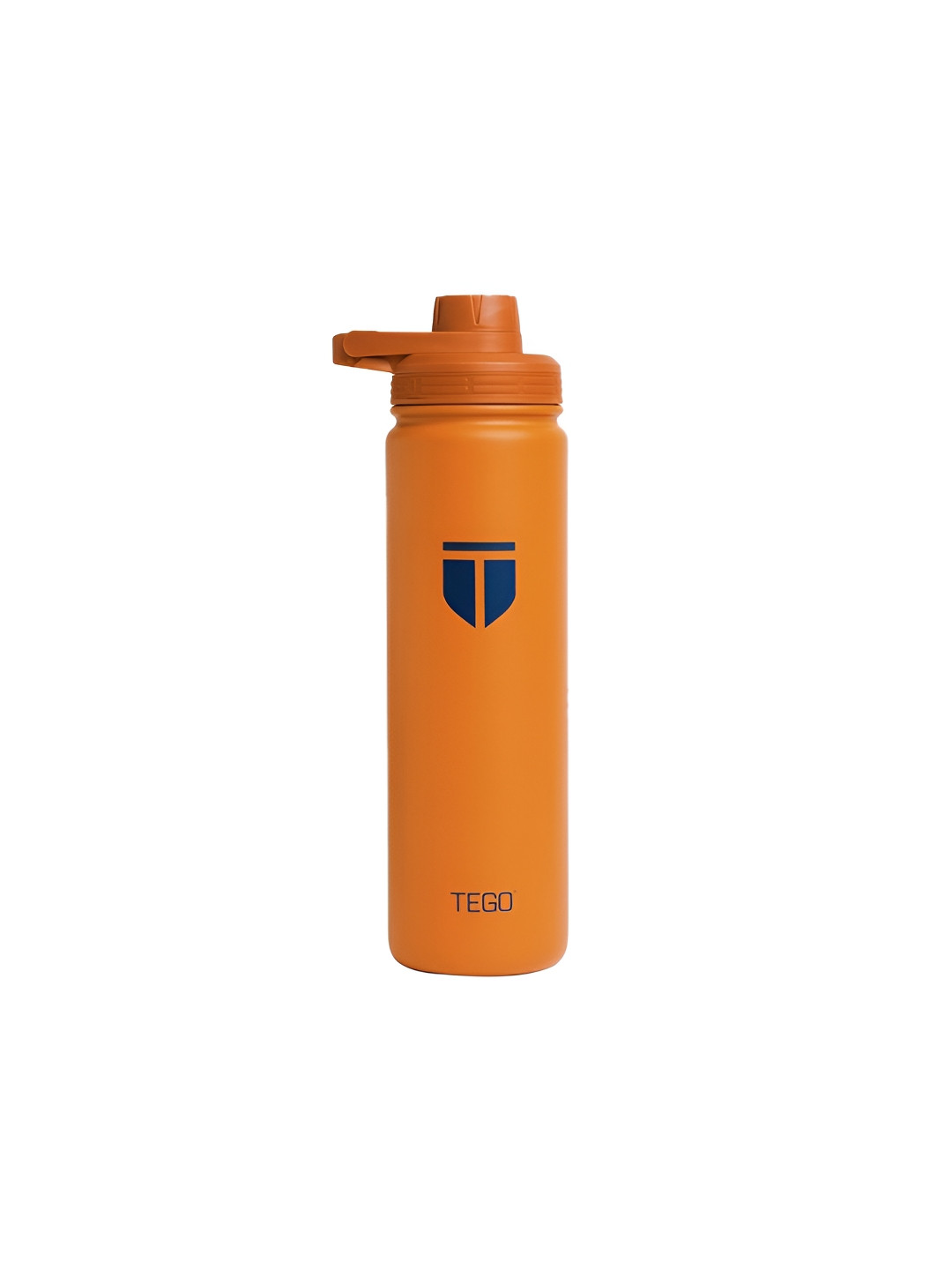 TEGO Orange & Navy Blue Brand Logo Printed Stainless Steel Water Bottle-600 ML