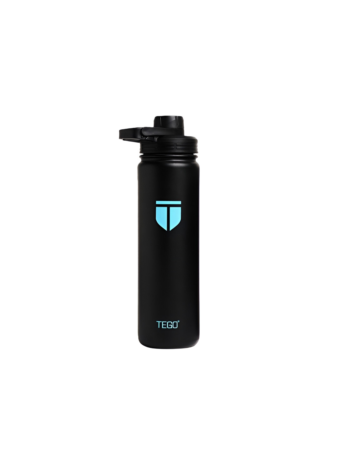 TEGO Black & Blue Single Vaccum Sealed Stainless Steel Printed Water Bottle 600ml