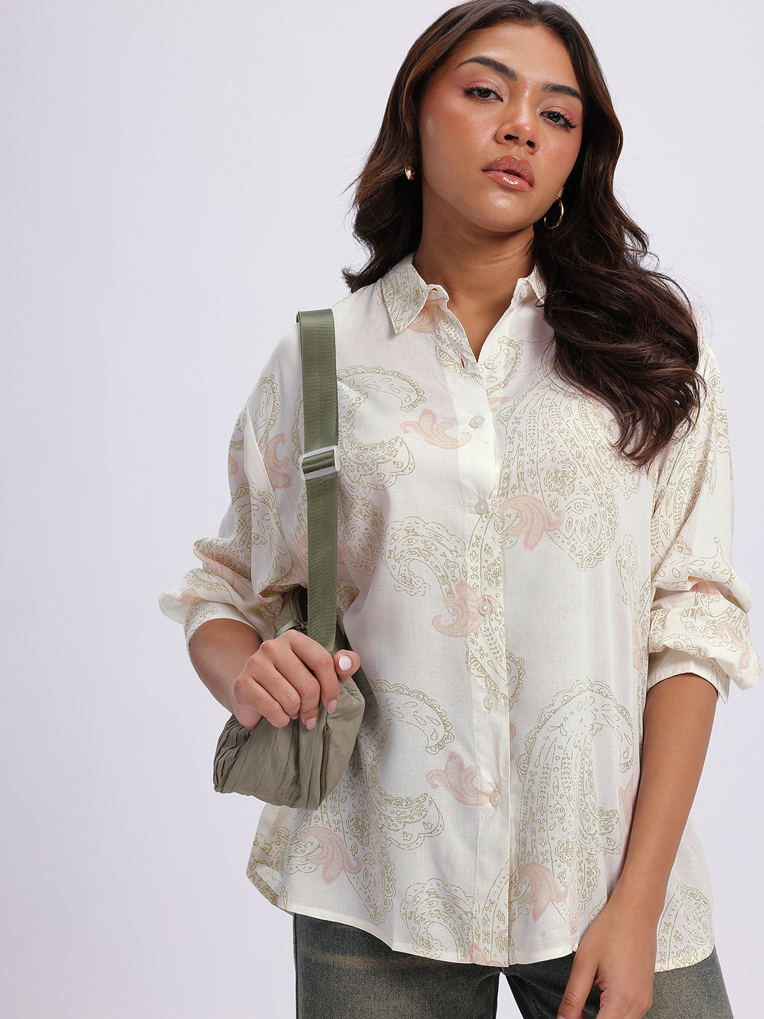 glitchez Oversized Paisley Print Shirt