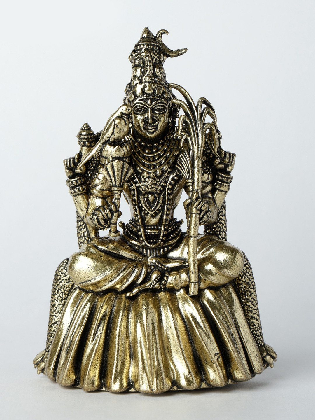 Exotic India Goddess Rajarajeshvari Gold Brass Metallic Prayer Room Small Showpiece - 4 Inches