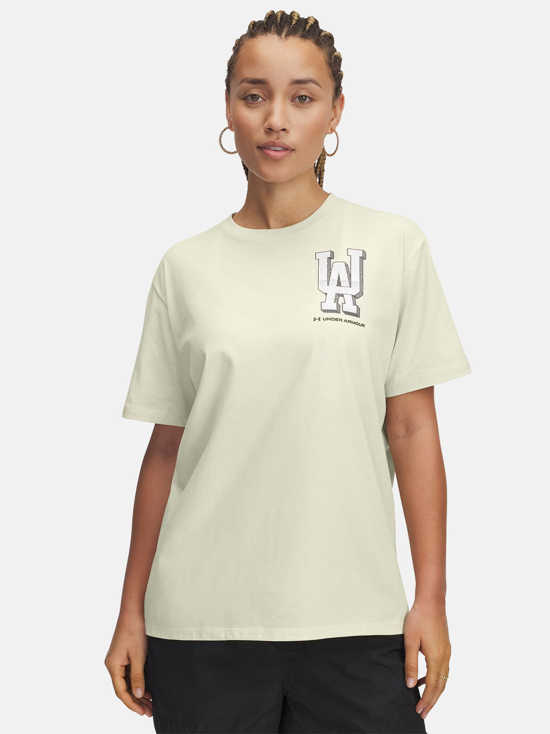 UNDER ARMOUR Brand Logo Printed Drop-Sleeves Collegiate Oversized T-shirt