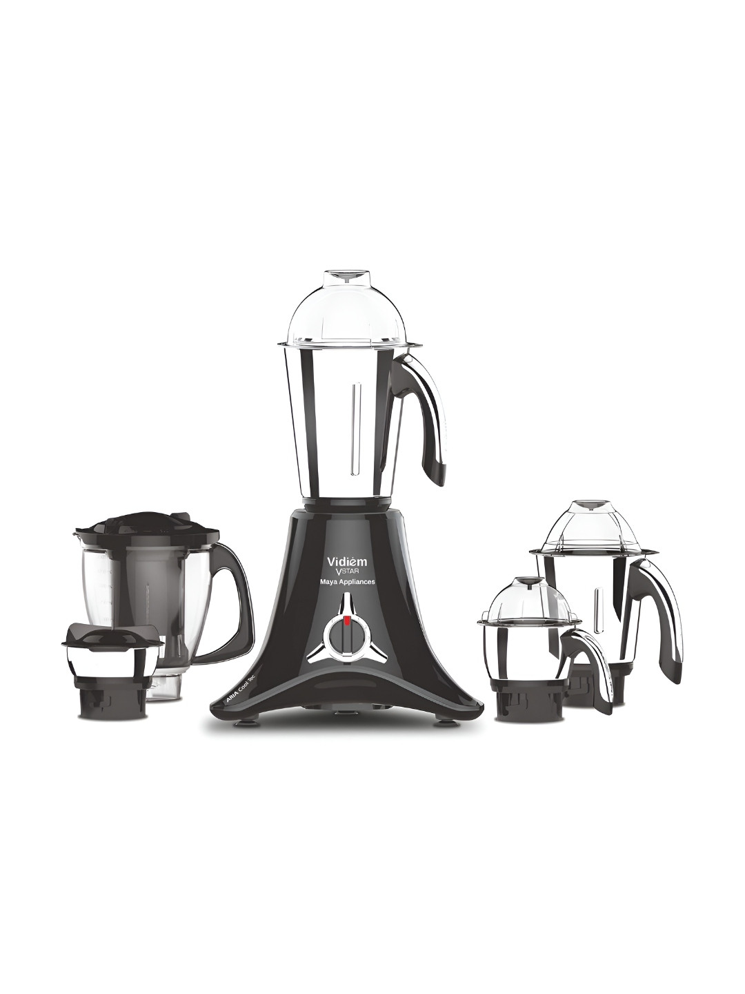 Vidiem Vstar Premium Black Stainless Steel High Performance Motor 5 Jars Wet and Dry Grinder with Juicer-750W