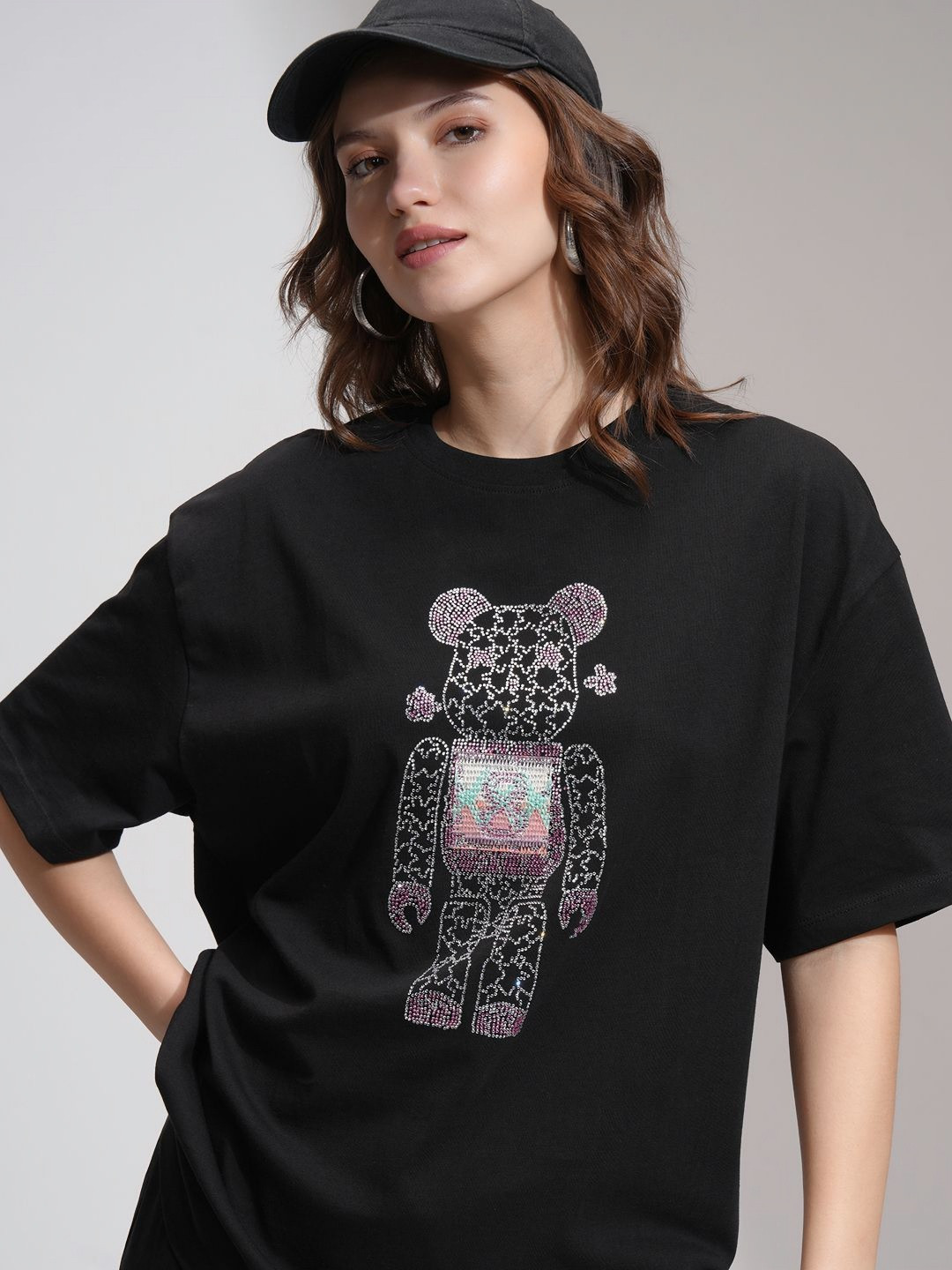 Street By Tokyo Talkies Embellished Drop Shoulder Oversized T-Shirt