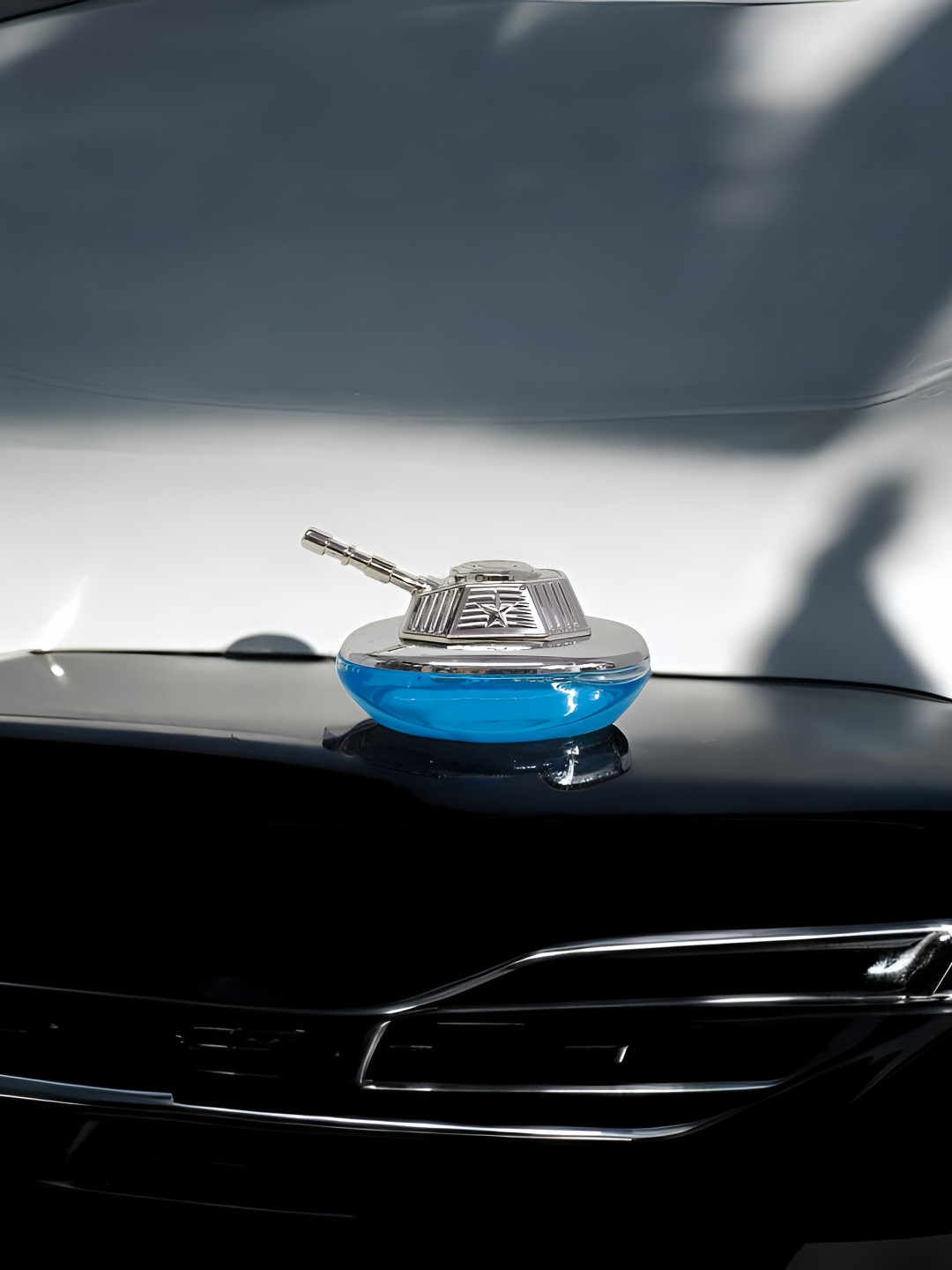 Extreme Karigari Tanker Car Freshener Silver Metallic Living Room Tiny Showpiece - 2.8 Inches