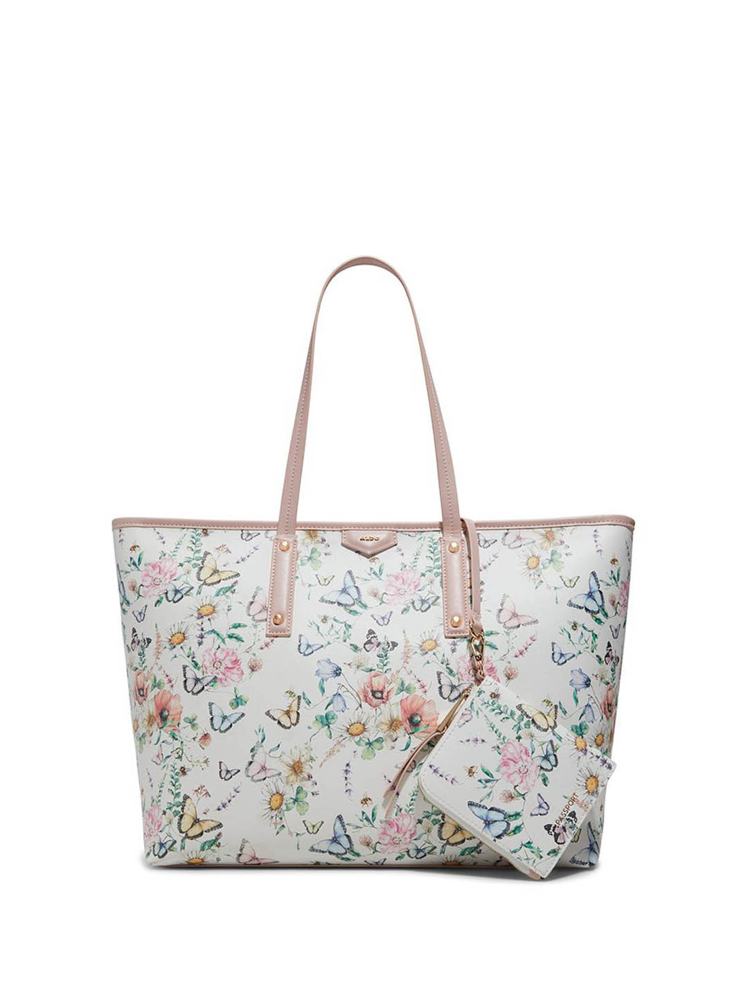 ALDO Women DEVANANNA Floral Printed Shopper Leather Shoulder Bag With Pouch