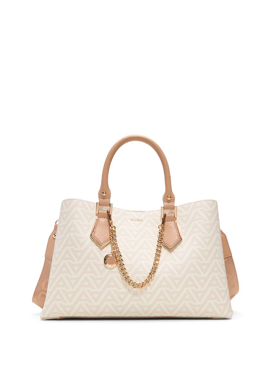 ALDO Women BAELI Typography Printed Structured Leather Handheld Bag