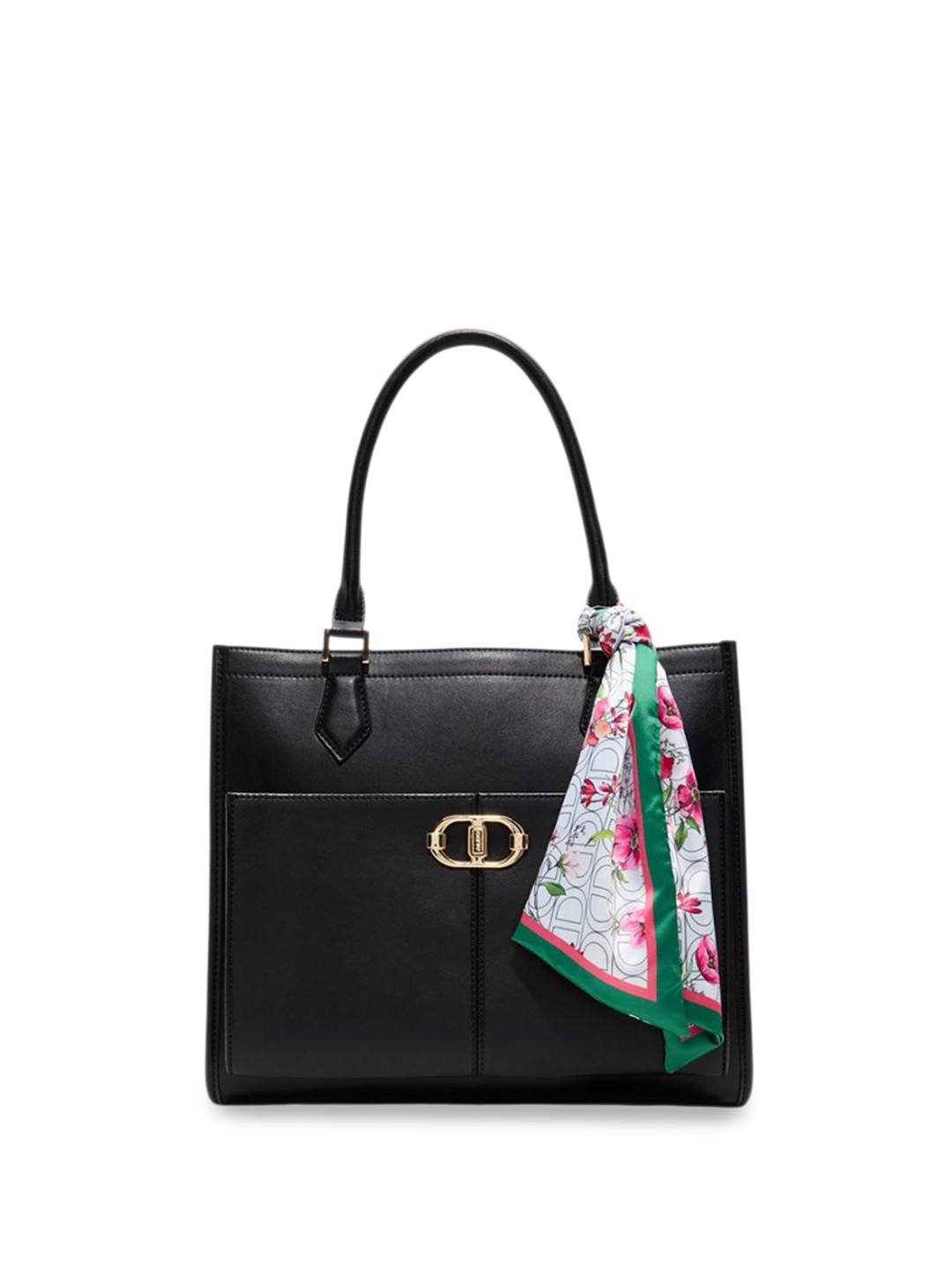 ALDO Women RUYA Solid Structured Leather Handheld Bag With Scarf