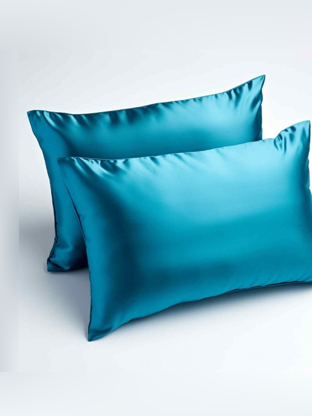 COOLBEDS Teal Blue 2 Pieces Satin Rectangle Pillow Covers
