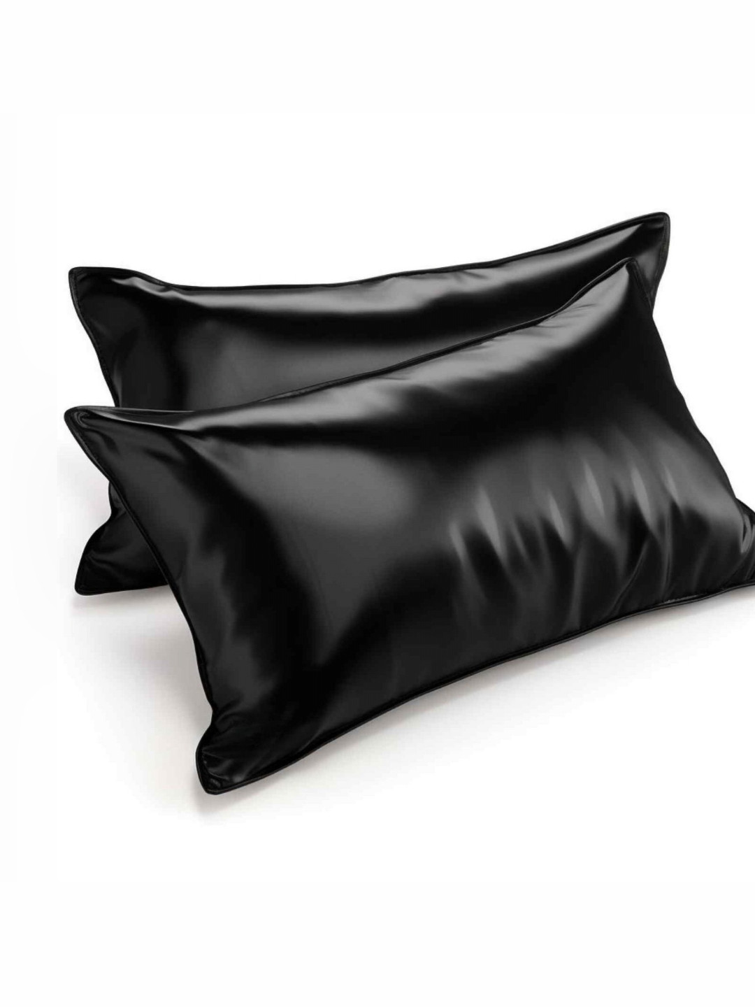 COOLBEDS Black 2 Pieces Satin Rectangle Pillow Covers