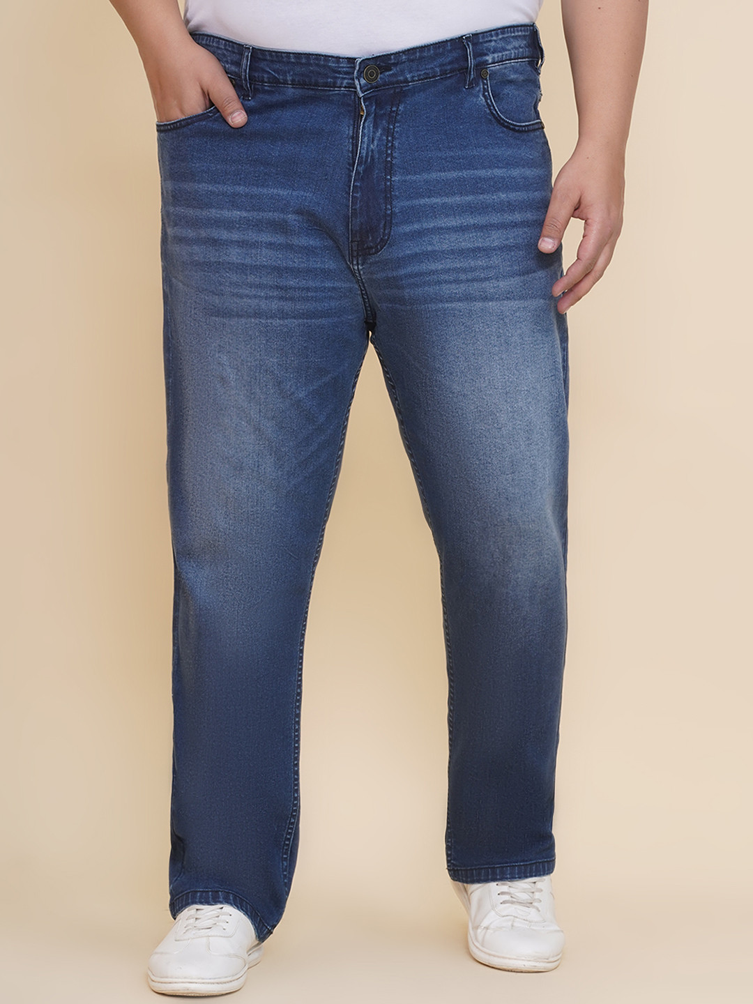 John Pride Plus Size Men Light Fade Stretchable Elasticated Waist Jeans