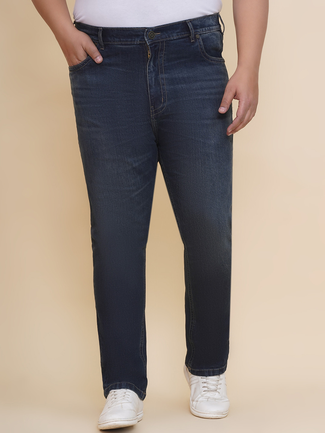 John Pride Men Plus Size Regular Fit Elasticated Waist Jeans
