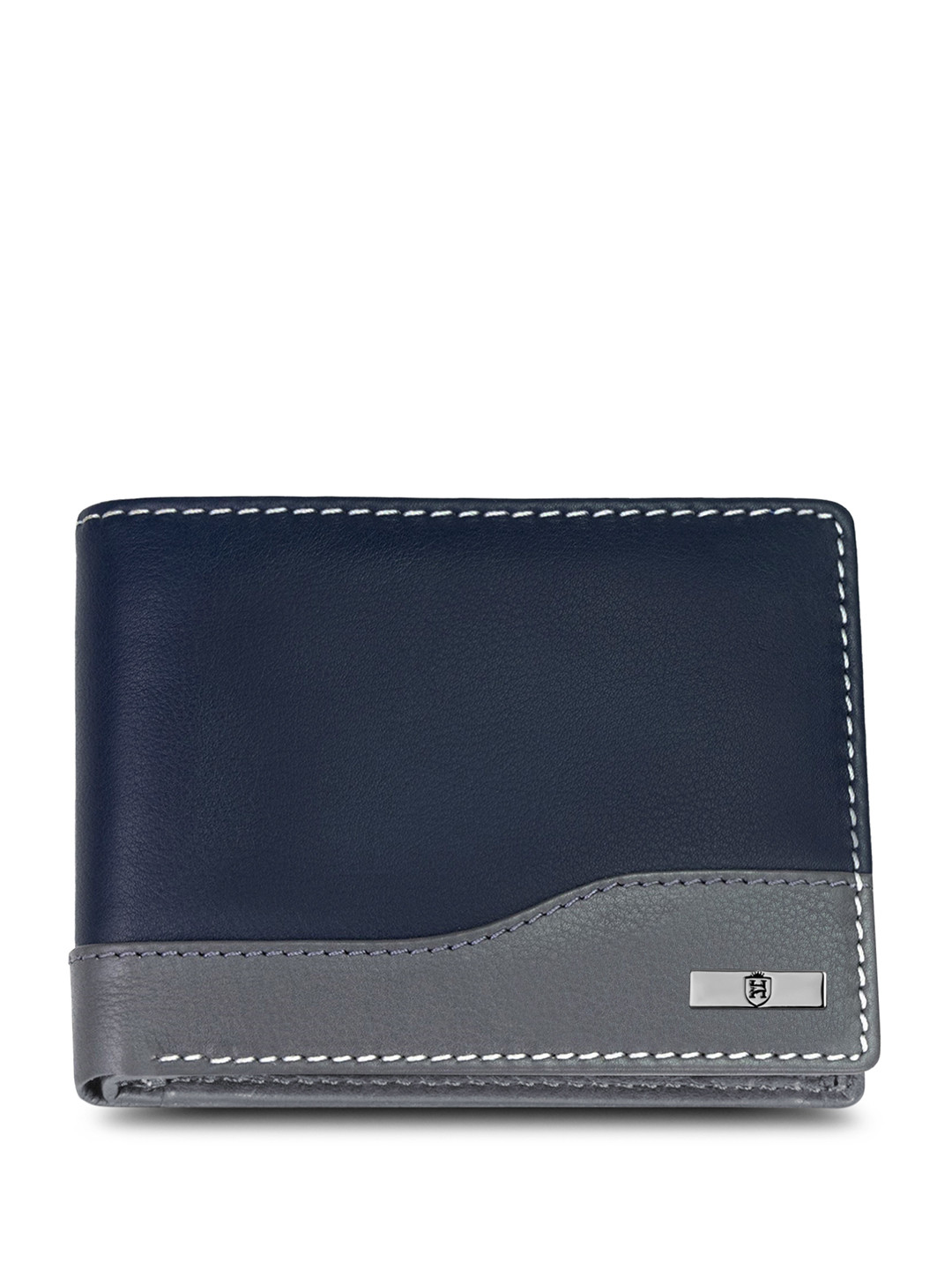 Hornbull Buttler Navy RFID Protected Genuine Leather Two Fold Wallet