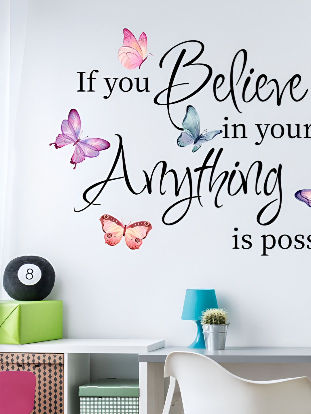 Jaamso Royals Blue & Black Motivational Positive Quote Printed Self Adhesive Stickers