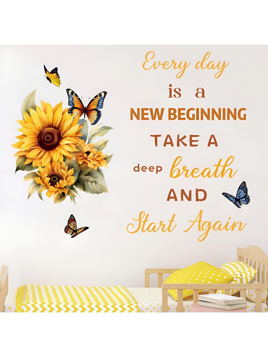 Jaamso Royals Yellow & Green Printed Waterproof Heat Resistant Self Adhesive Wall Sticker