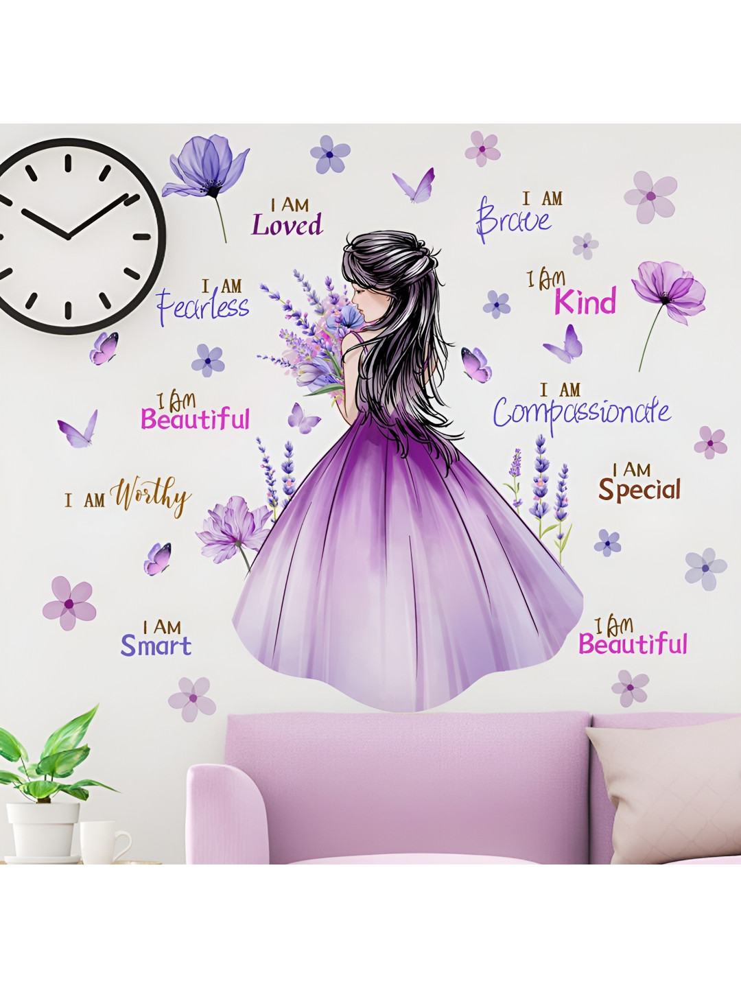 Jaamso Royals Purple & Black Inspirational Girl Printed Waterproof Self Adhesive Sticker