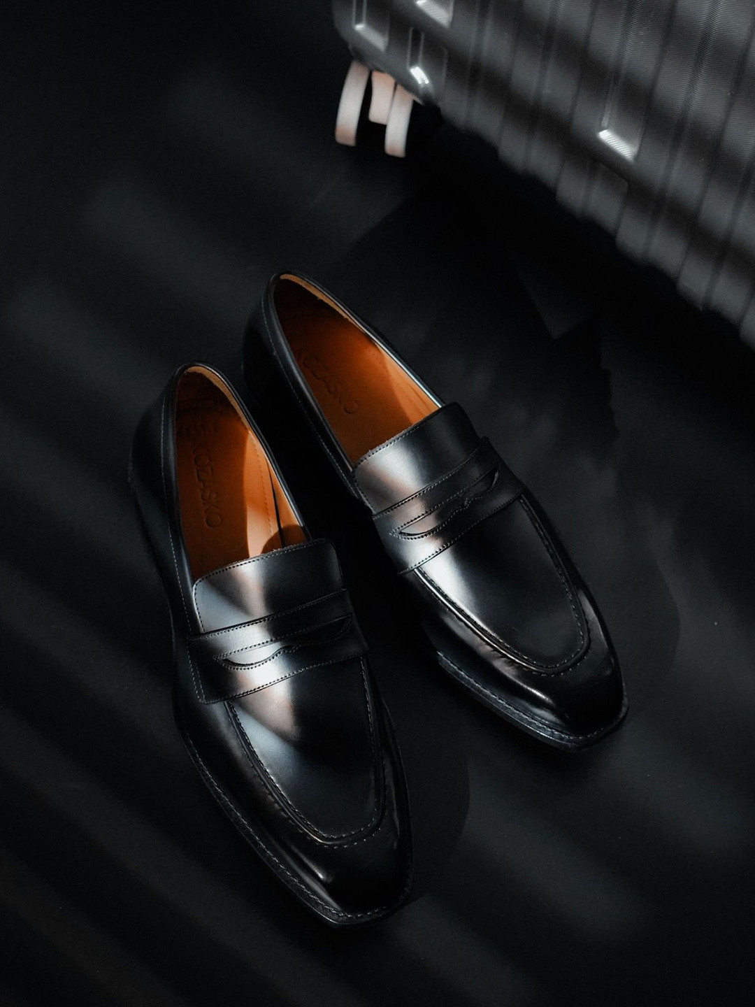 KOZASKO Men Leather Chisel Toe Formal Penny Loafers