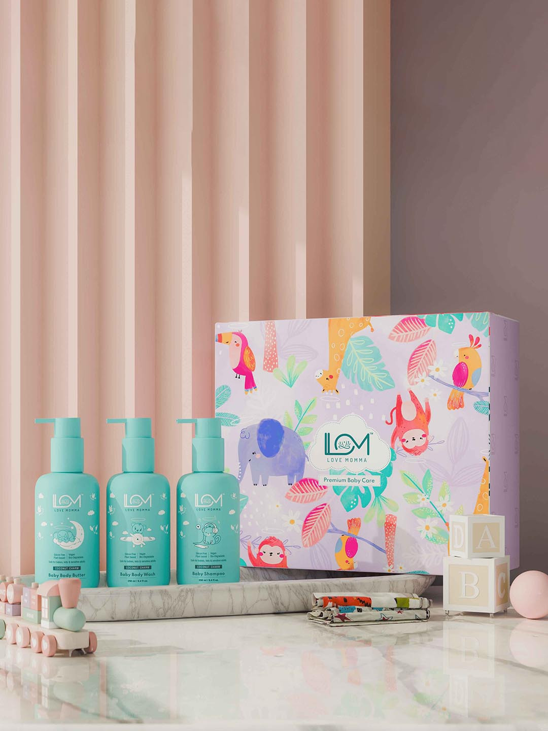 Love Momma Set Of 3 Coconut Charm Baby Body Butter, Body Wash & Shampoo - 250 ml Each