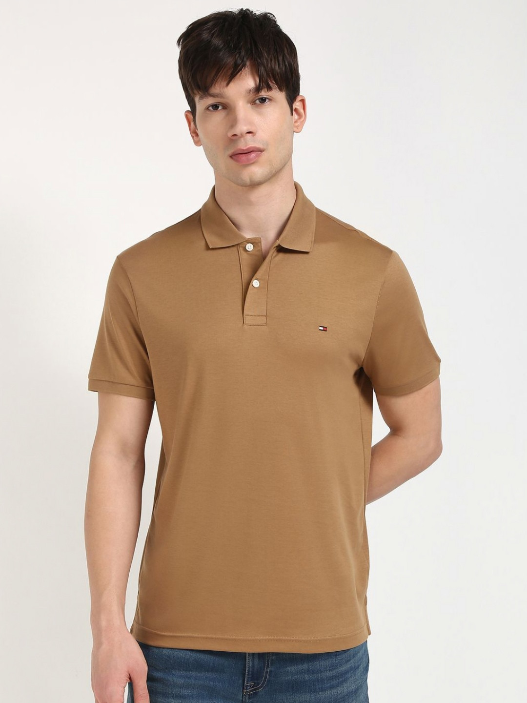 Tommy Hilfiger Men Solid Polo Collar Cotton T-shirt